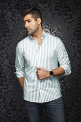Chemise manches longues en Knit extensible pour homme par Au Noir | TELLY Sage | Boutique Vvög, inventaire complet de la marque Au Noir