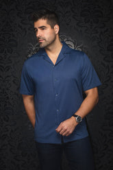Chemise manches courtes en nylon à col plat pour homme par Au Noir | WAIKIKI-T Bleu | Boutique Vvög, inventaire complet de la marque Au Noir