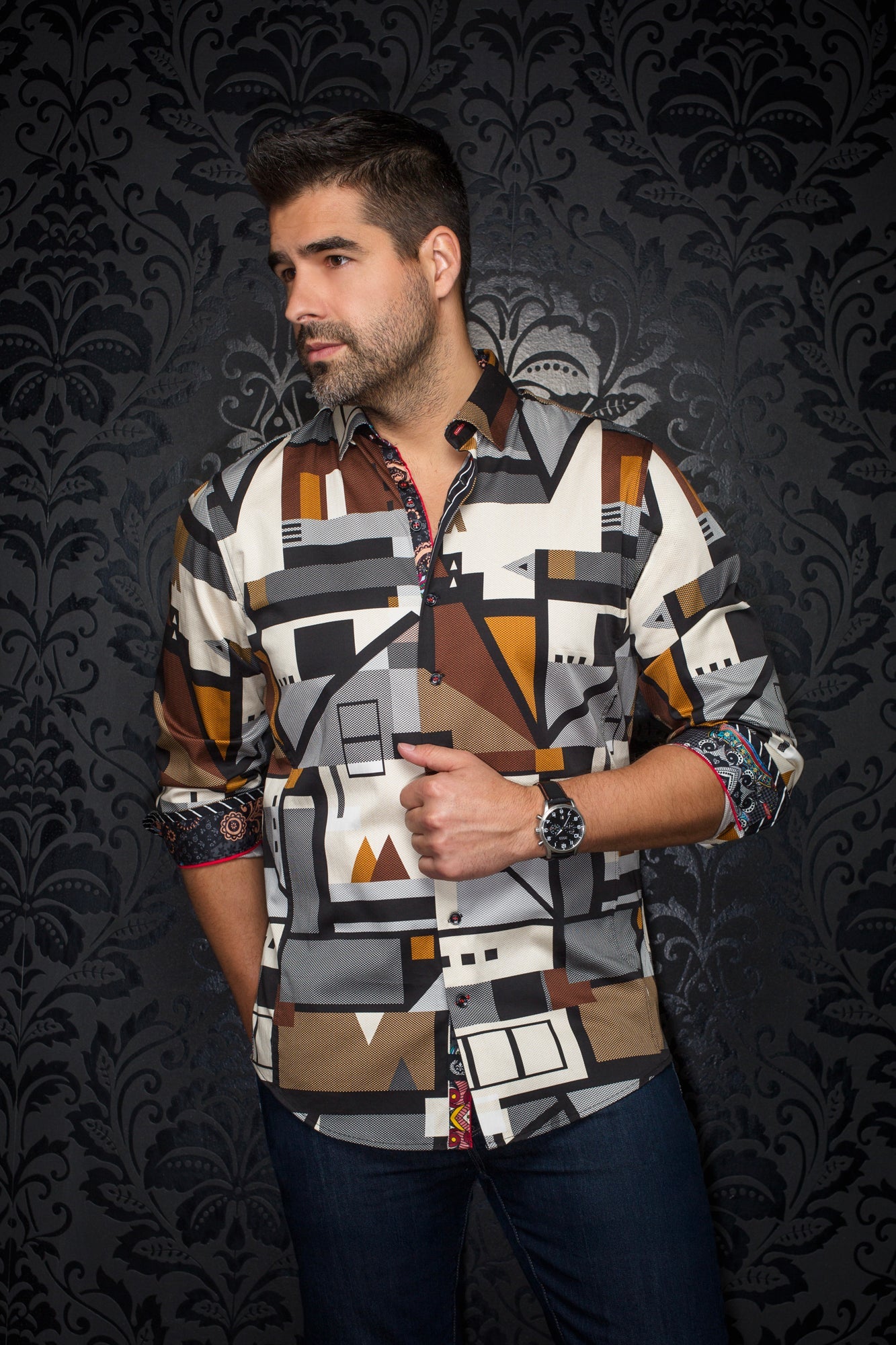 Chemise manches longues pour homme par Au Noir | WAVERLY Noir | Boutique Vvög, inventaire complet de la marque Au Noir