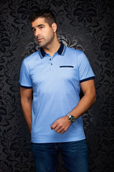 Polo pour homme par Au Noir | WESTBROOK Bleu Pâle | Boutique Vvög, inventaire complet de la marque Au Noir