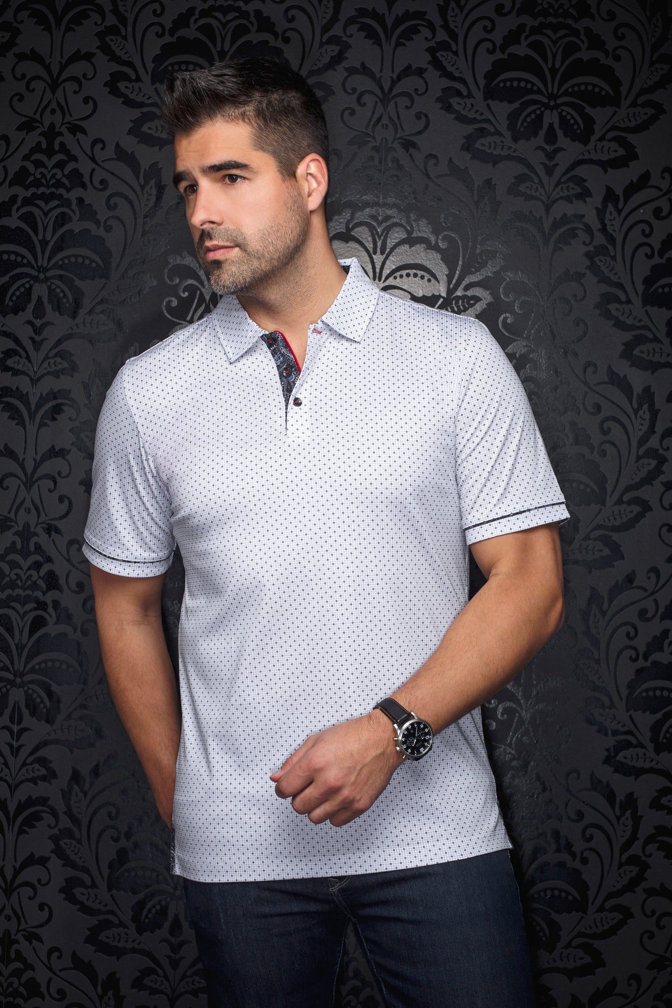 Polo pour homme par Au Noir | WILLYS Blanc Noir | Boutique Vvög, inventaire complet de la marque Au Noir