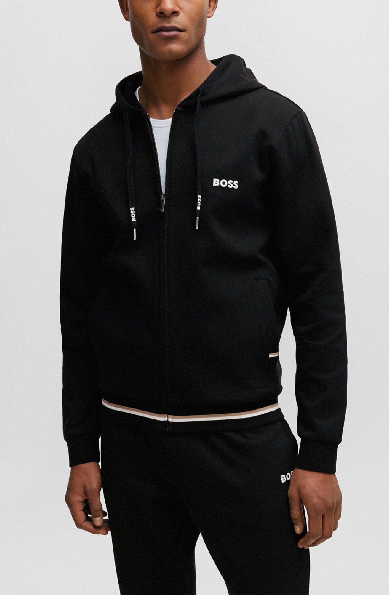 Men s hoodie by HUGO BOSS collection Detente 50515185 Noir 001 BLACK Boutique Vvog fashion clothing for men and women