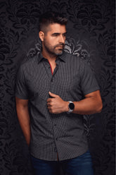 Chemise manches courtes pour homme par Au Noir | GALVIN Noir | Boutique Vvög, inventaire complet de la marque Au Noir