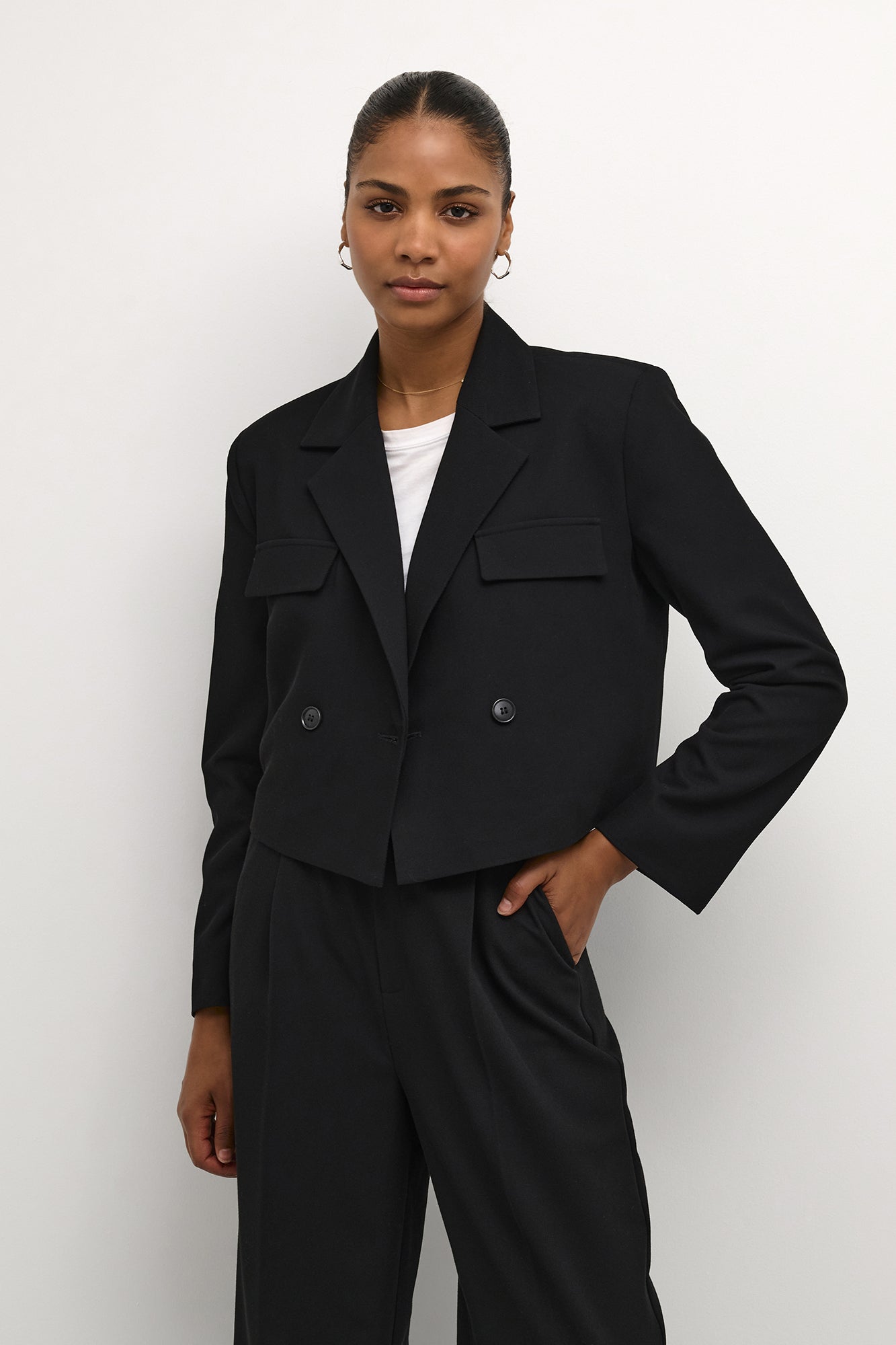 Black short blazer womens best sale