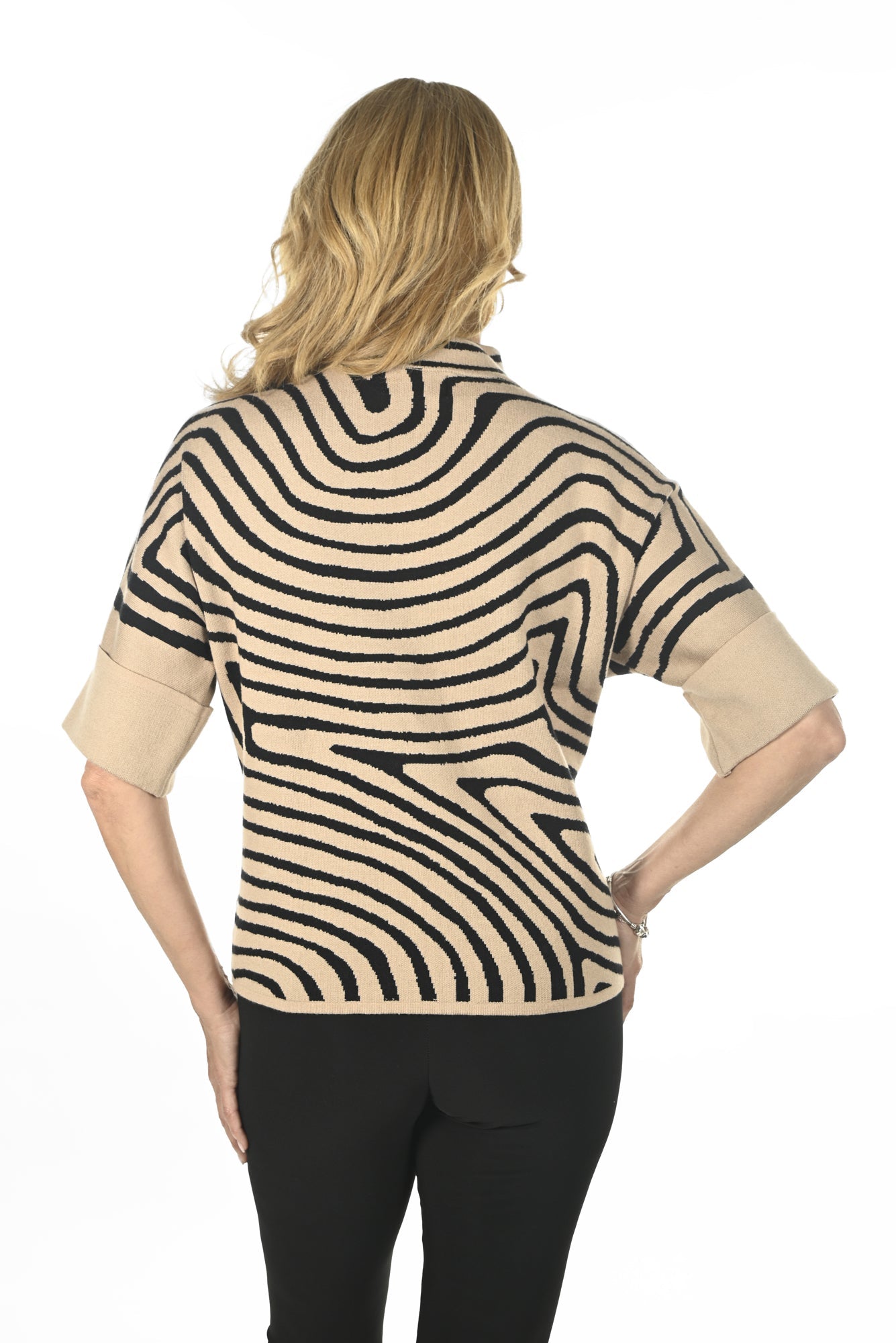 Chandail manches longues pour femme par Frank Lyman | 234102U TAU/BLK | Boutique Vvög, vêtements mode pour homme et femme