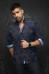 Chemise manches longues en Knit pour homme par Au Noir | ABRAHAM Marine Tabac | Boutique Vvög, inventaire complet de la marque Au Noir