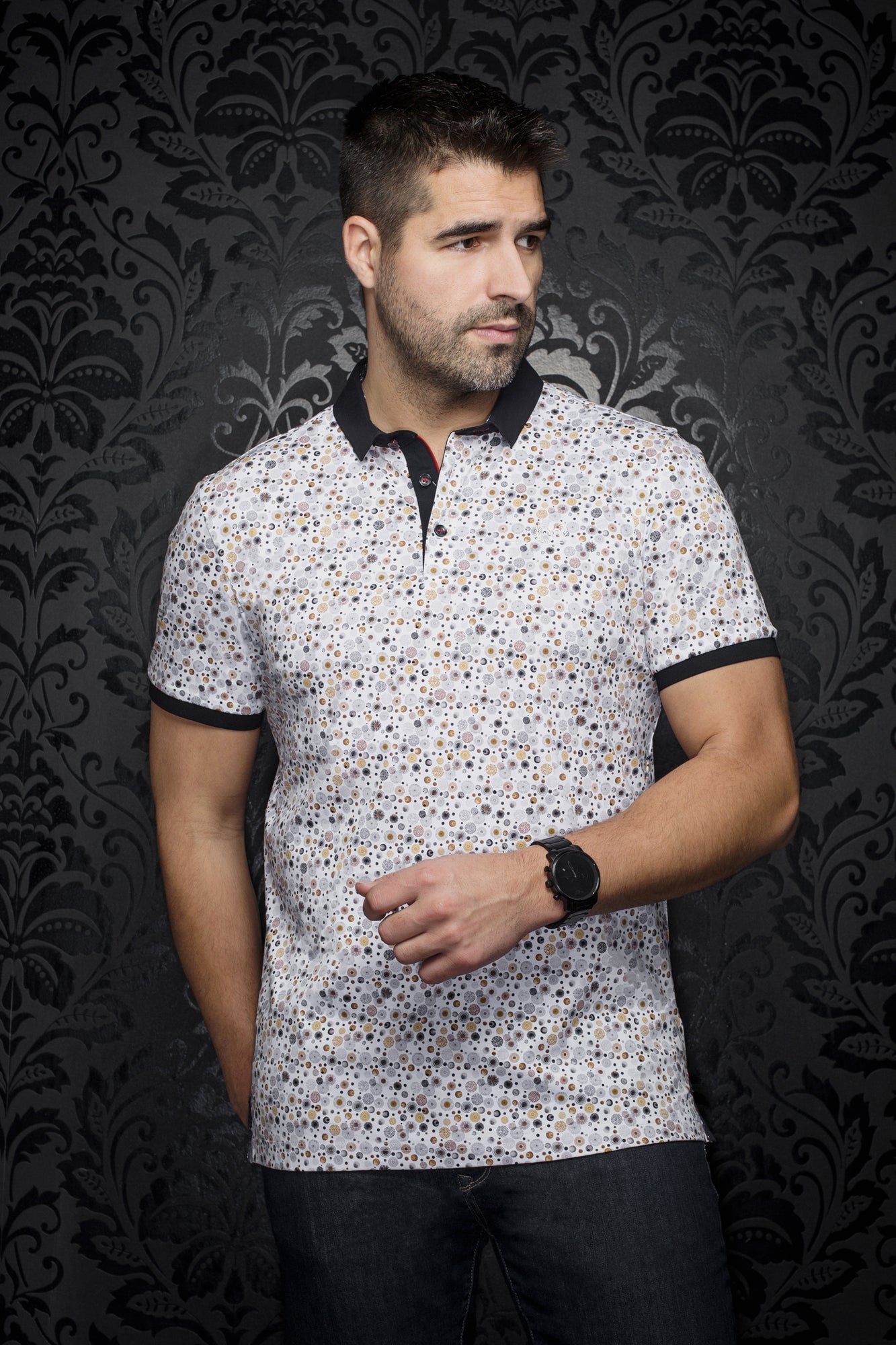 Polo pour homme par Au Noir | ADONIS Blanc Or | Boutique Vvög, inventaire complet de la marque Au Noir