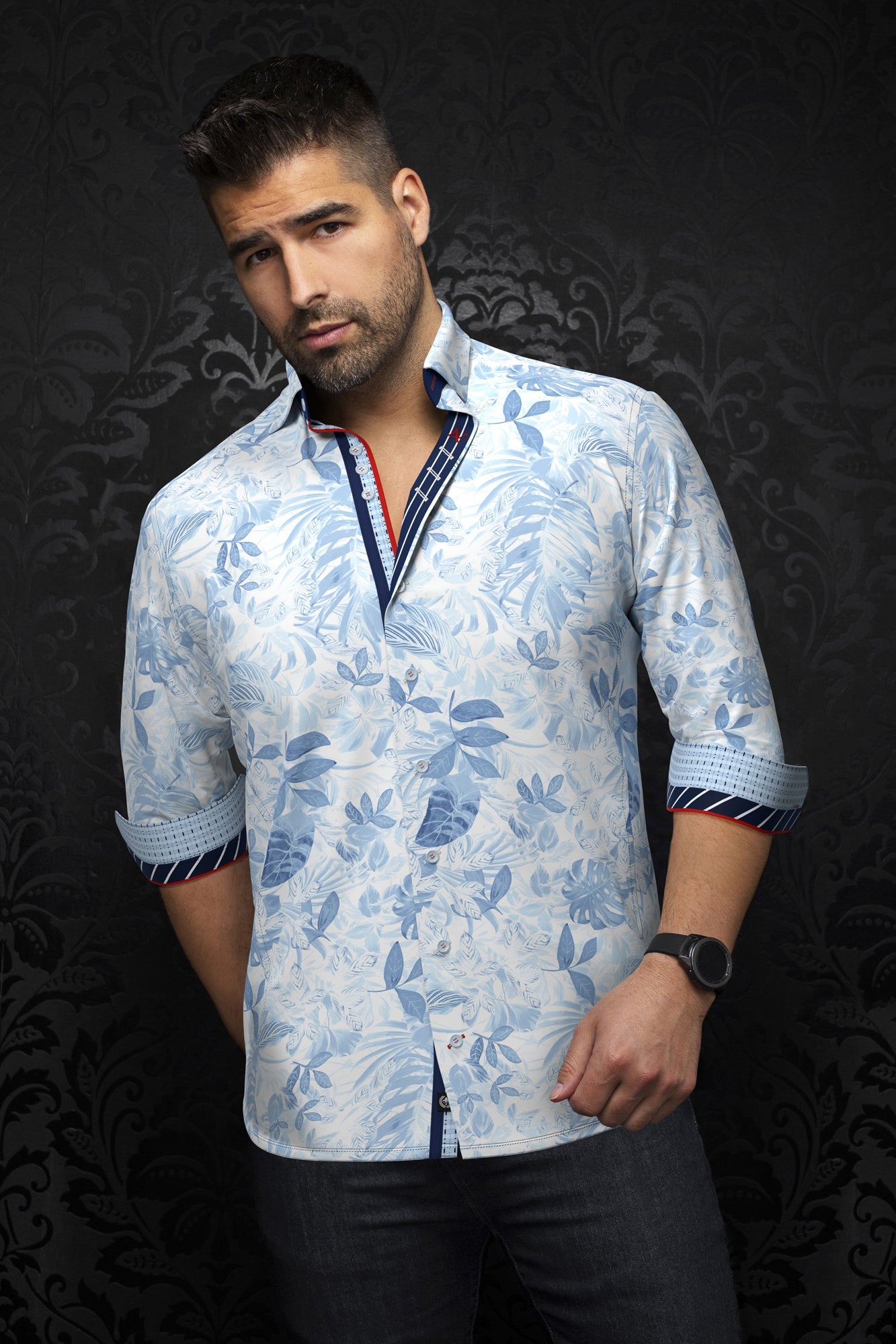 Chemise manches longues en Knit pour homme par Au Noir | ADRIEN Bleu Clair | Boutique Vvög, inventaire complet de la marque Au Noir