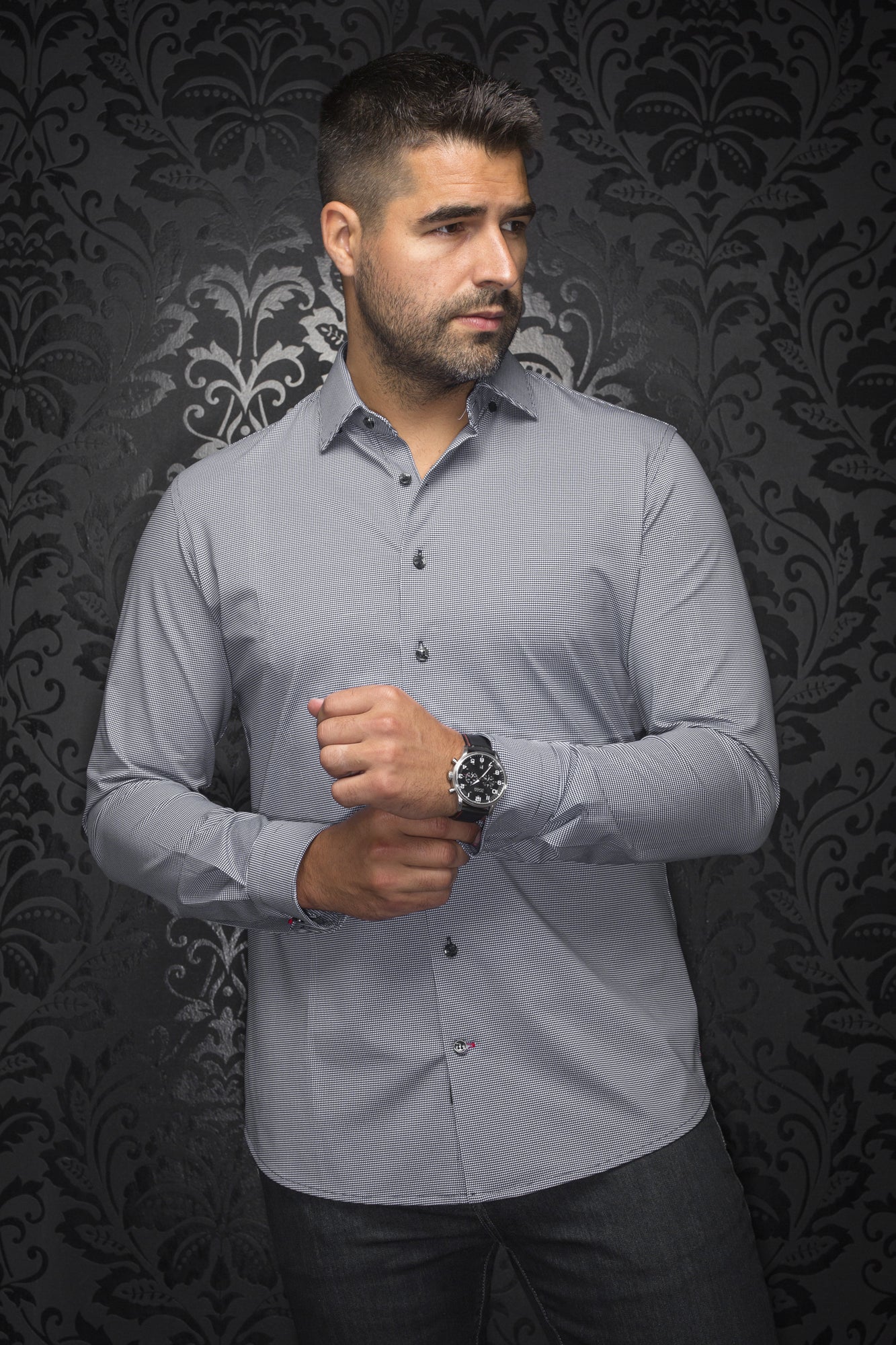 Chemise Pour Homme Style Police - Noir - Taille 58-60 (Grande Taille)