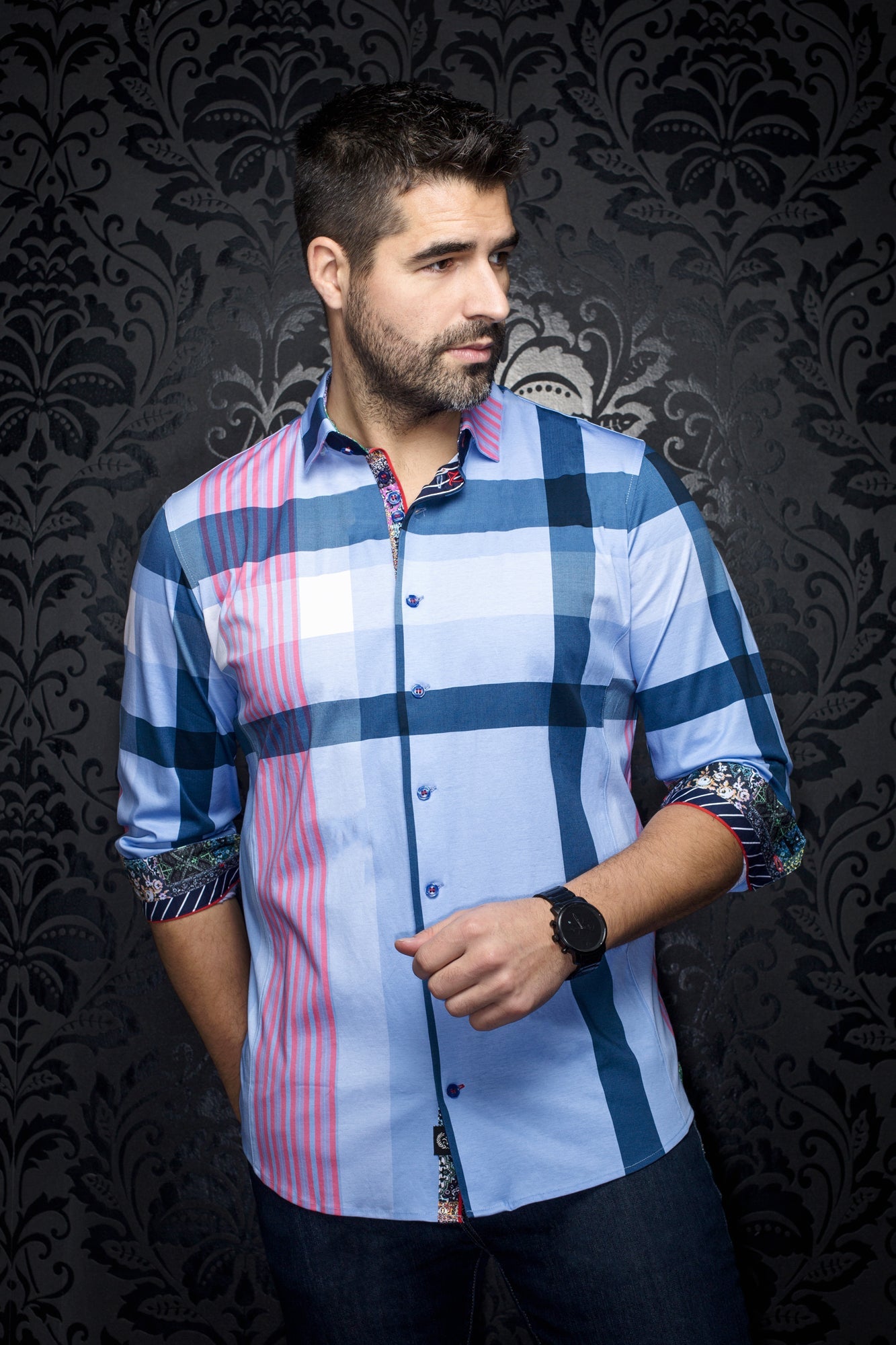Chemise manches longues en Knit pour homme par Au Noir | AMADEUS Bleu Clair | Boutique Vvög, inventaire complet de la marque Au Noir