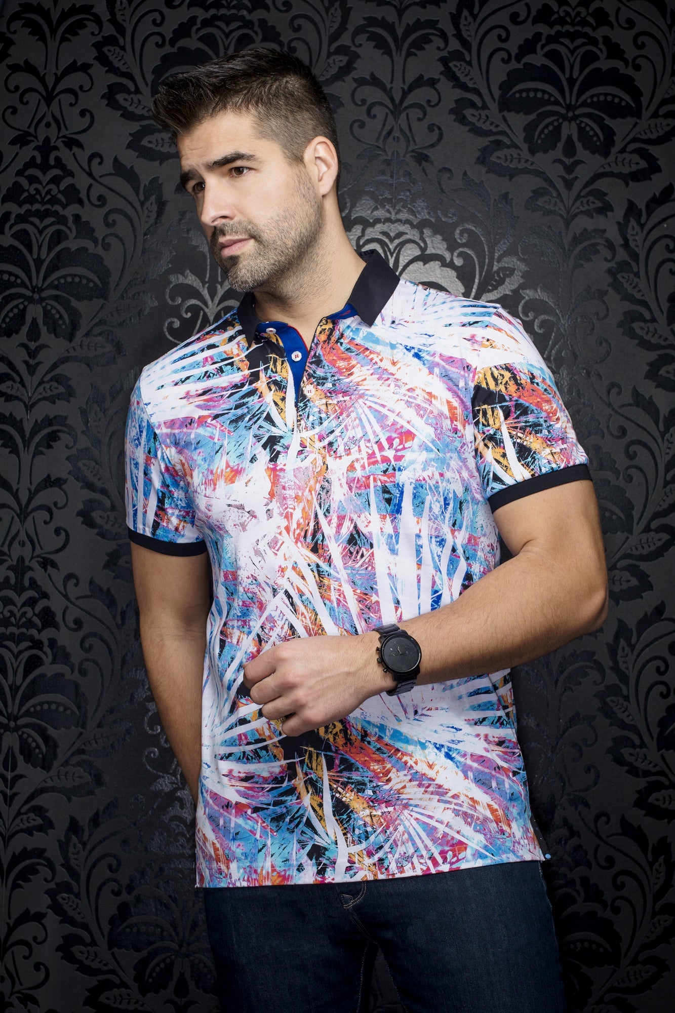 Polo pour homme par Au Noir | AMAZONIA Néon | Boutique Vvög, inventaire complet de la marque Au Noir