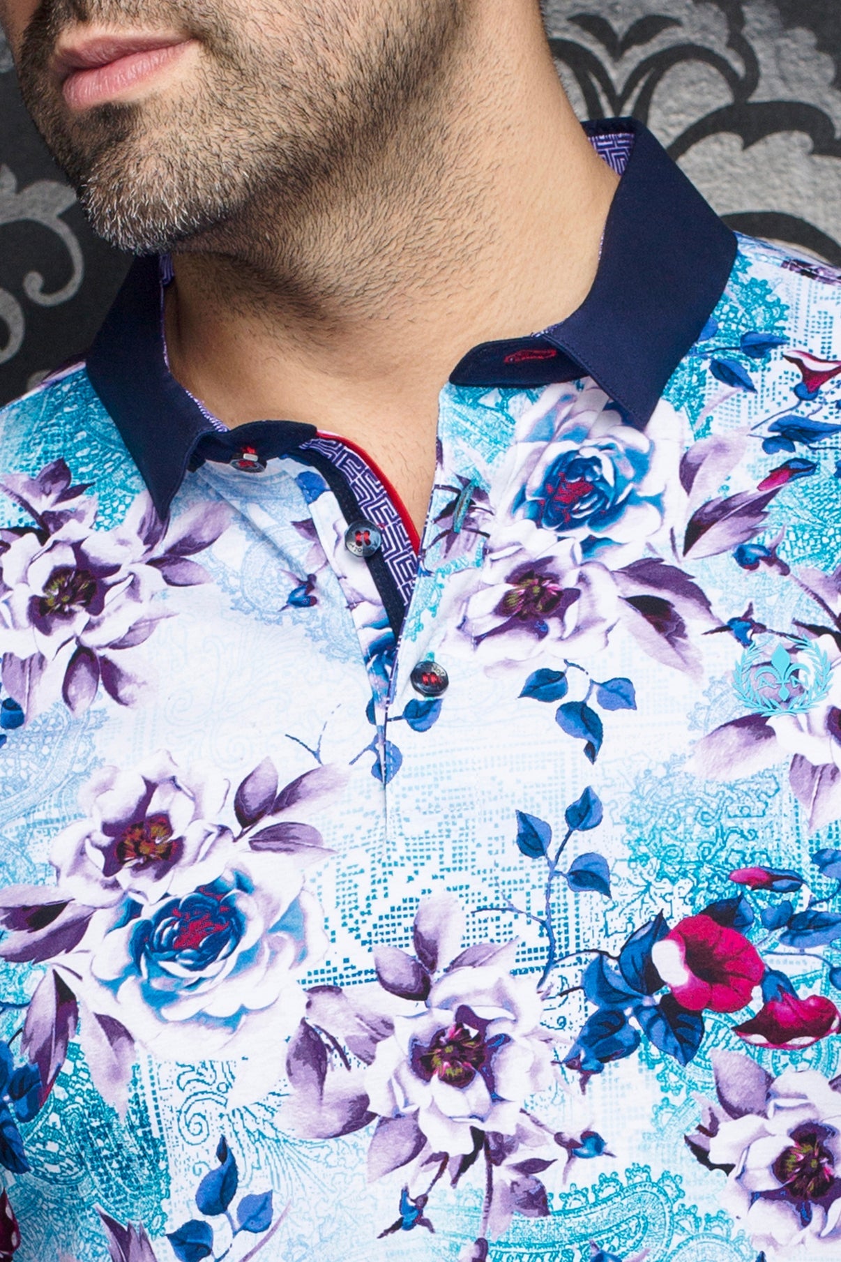Polo pour homme par Au Noir | ARAGON Blanc Turquoise | Boutique Vvög, inventaire complet de la marque Au Noir
