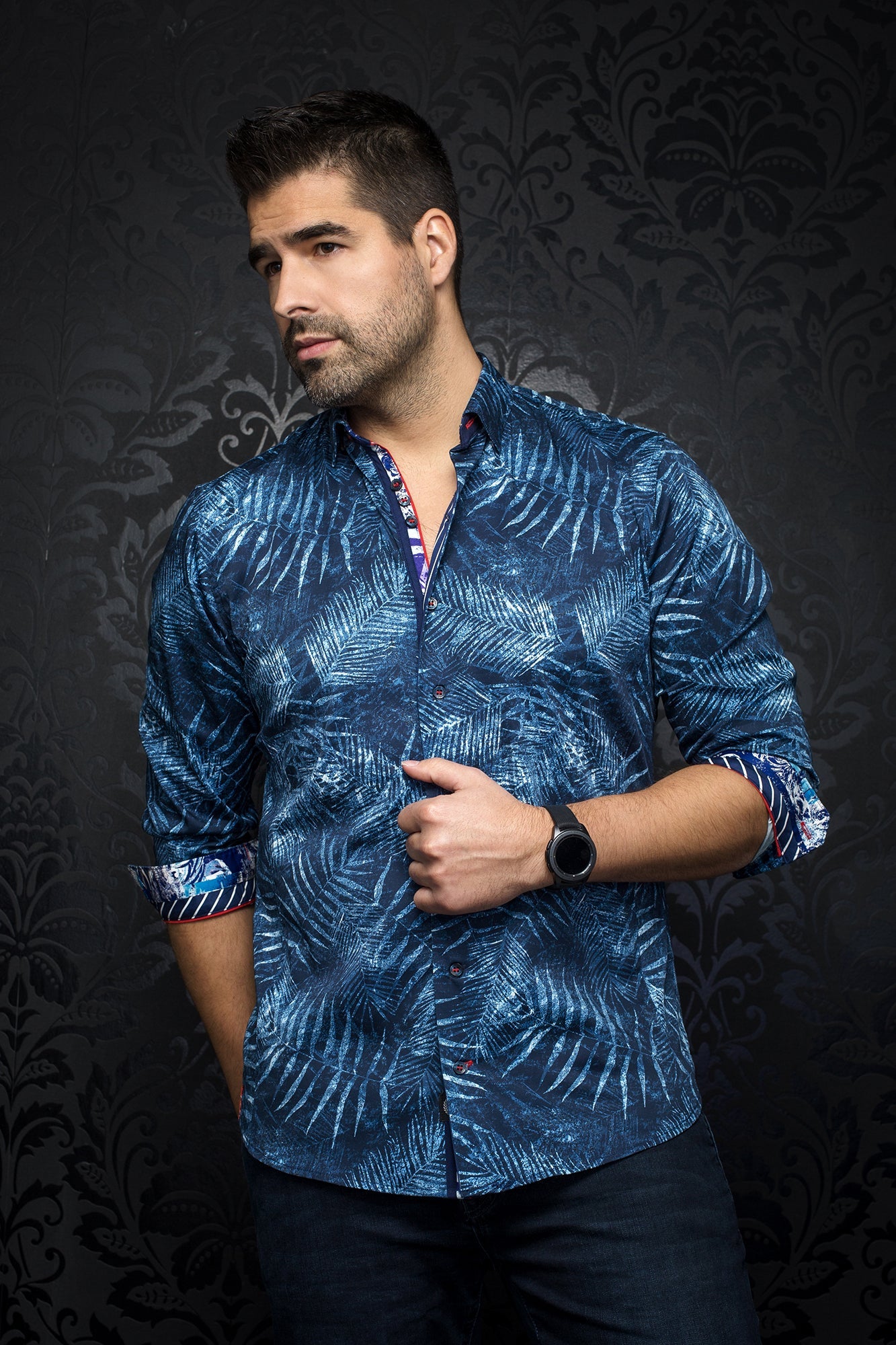 Chemise manches longues pour homme par Au Noir | ARECA NAVY | Boutique Vvög, inventaire complet de la marque Au Noir