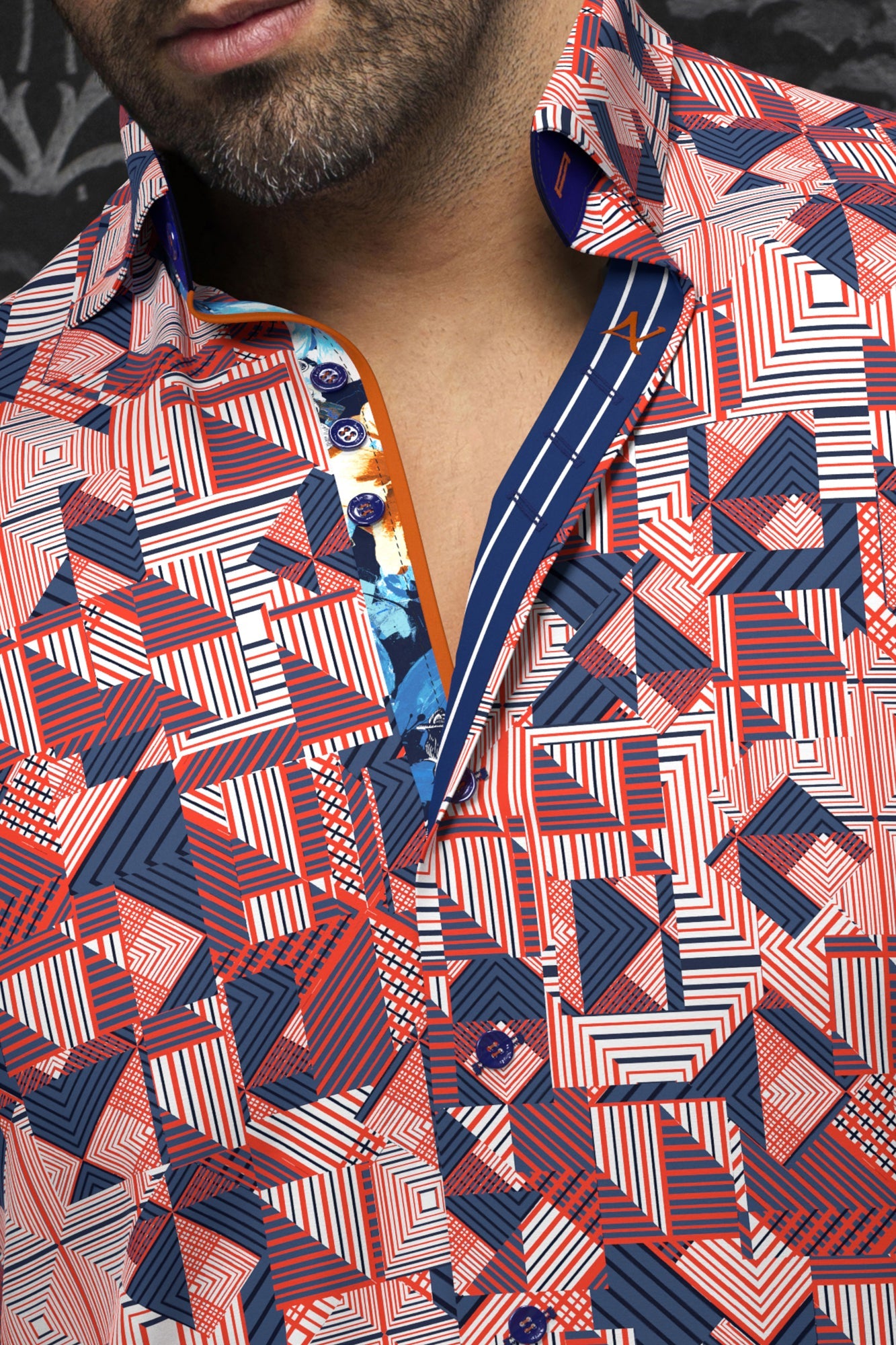 Chemise manches longues pour homme par Au Noir | ARIENZO Blanc Orange | Boutique Vvög, inventaire complet de la marque Au Noir