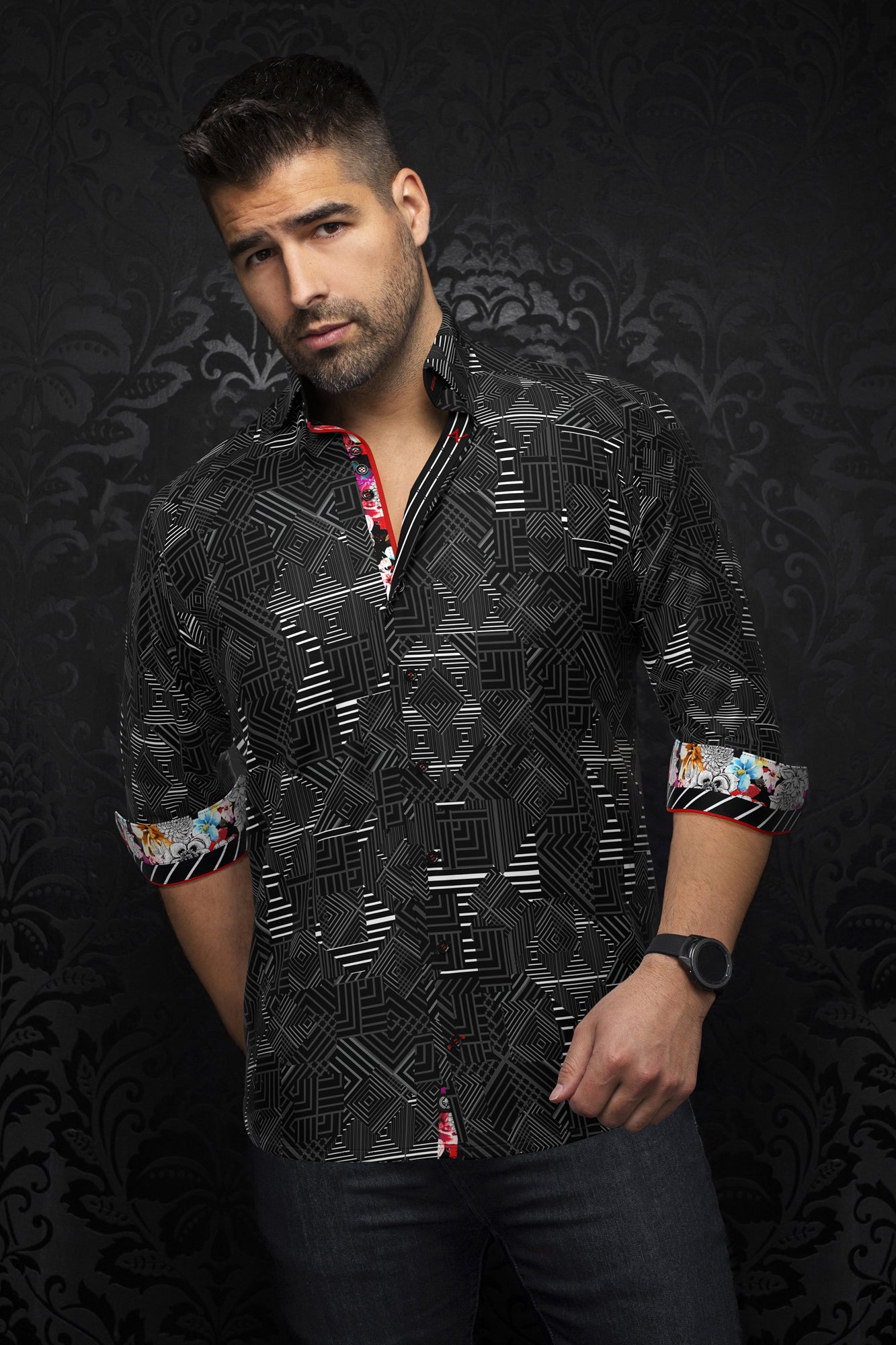 Chemise manches longues pour homme par Au Noir | ARIENZO Noir | Boutique Vvög, inventaire complet de la marque Au Noir