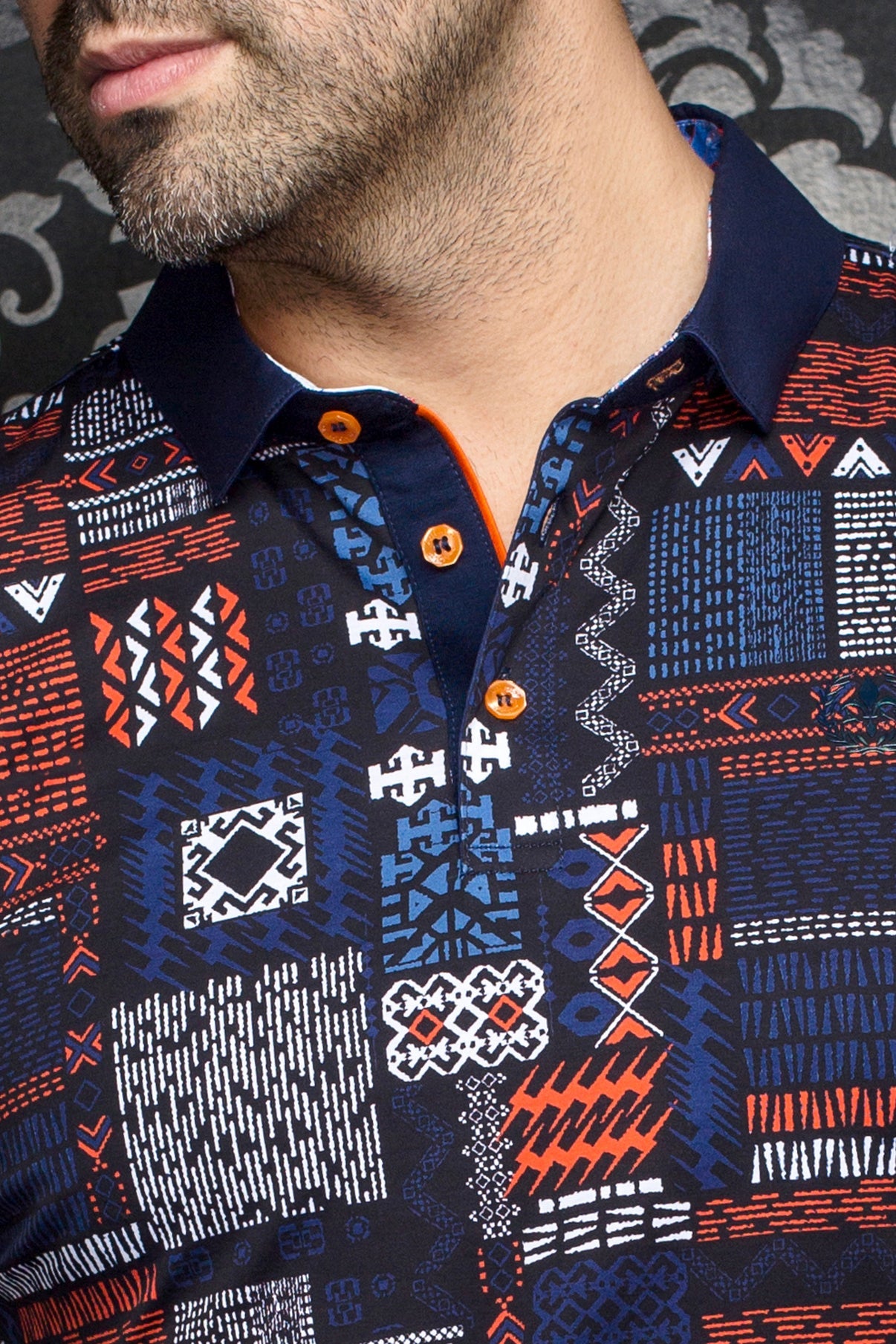 Polo pour homme par Au Noir | AZIMUT Marine Orange | Boutique Vvög, inventaire complet de la marque Au Noir