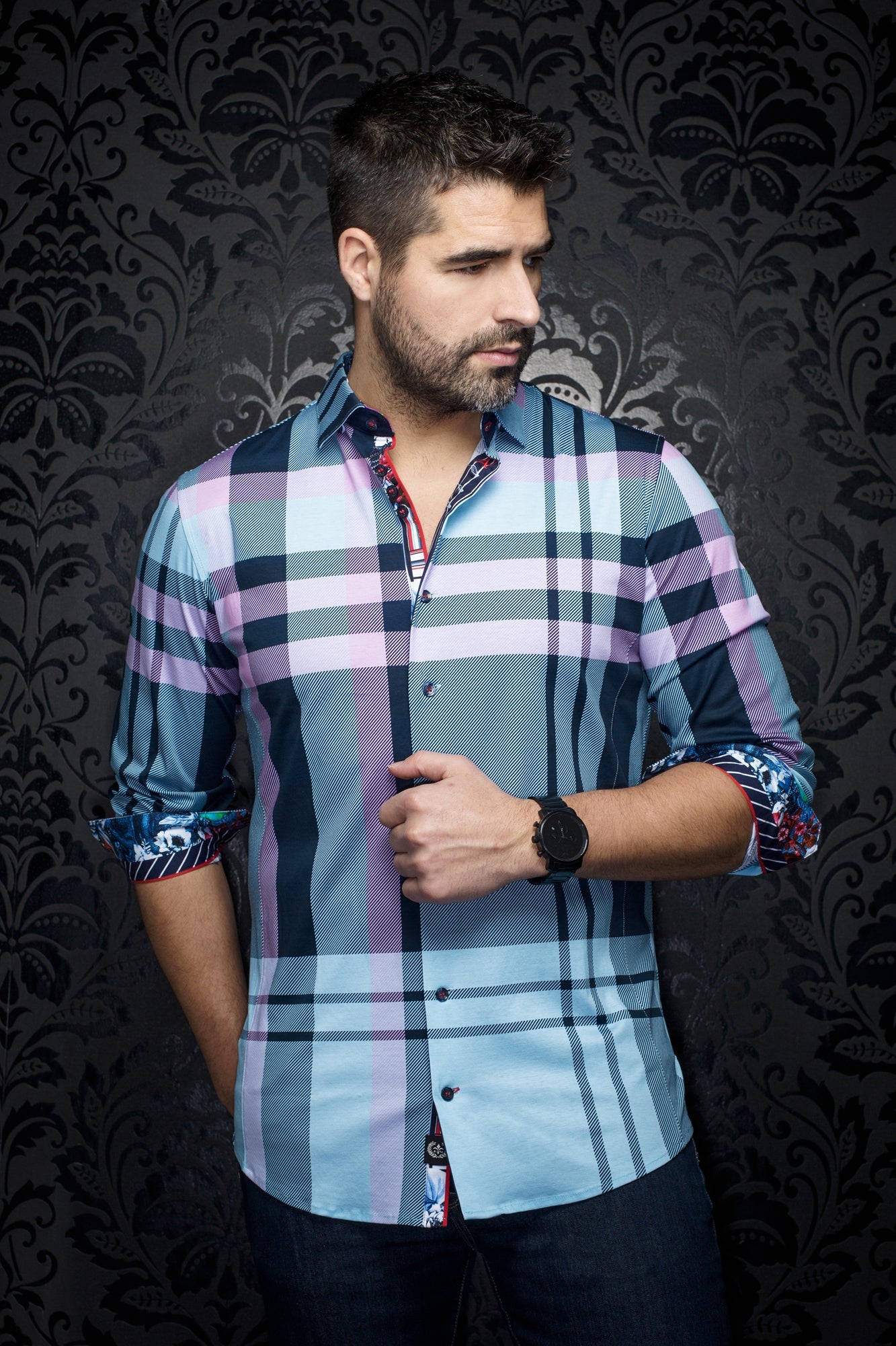 Chemise manches longues en Knit pour homme par Au Noir | BRAHMS Bleu Clair | Boutique Vvög, inventaire complet de la marque Au Noir