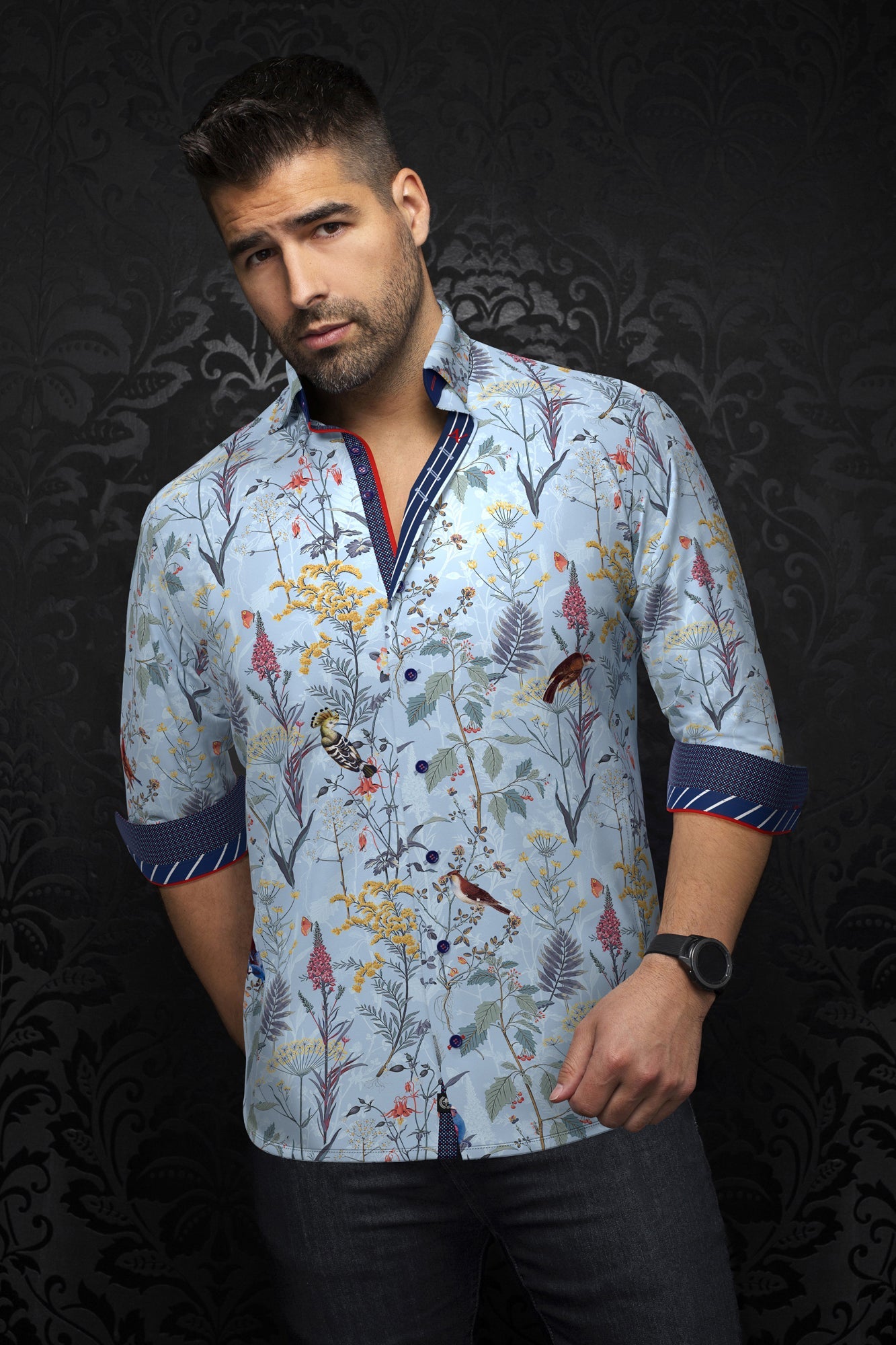 Chemise manches longues pour homme par Au Noir | BRASI Bleu Clair | Boutique Vvög, inventaire complet de la marque Au Noir