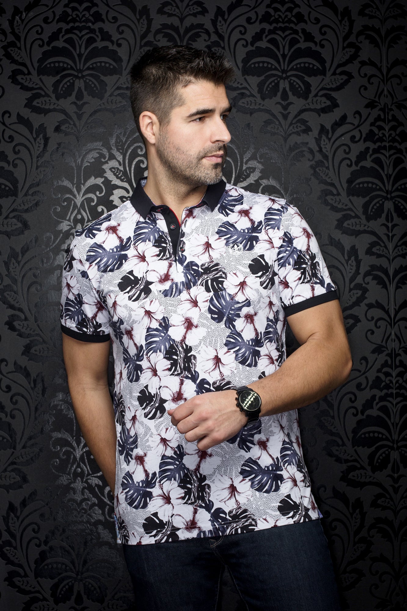 Polo pour homme par Au Noir | CAMPARI Blanc Denim | Boutique Vvög, inventaire complet de la marque Au Noir