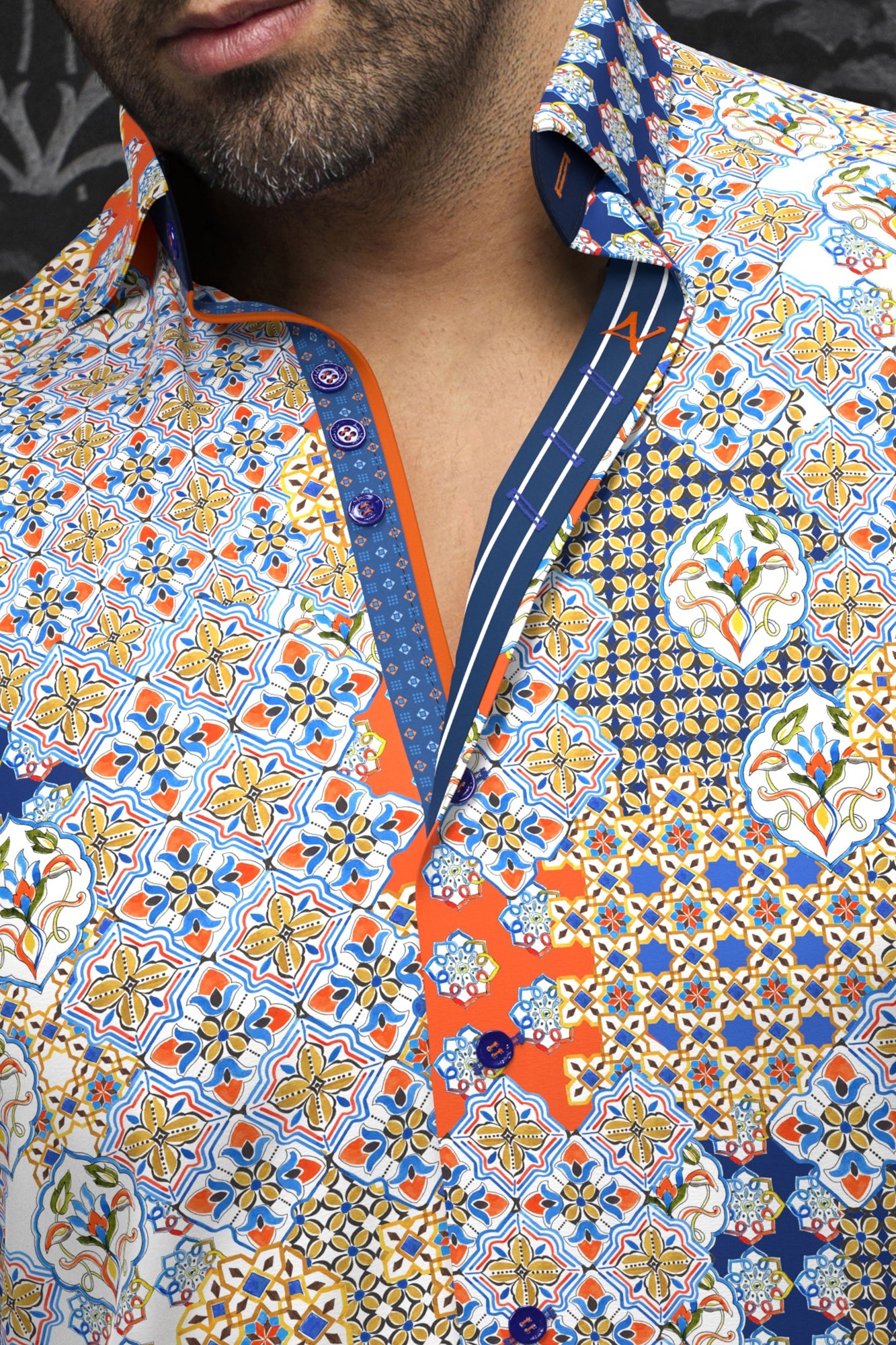 Chemise manches longues pour homme par Au Noir | CARLSON Orange | Boutique Vvög, inventaire complet de la marque Au Noir