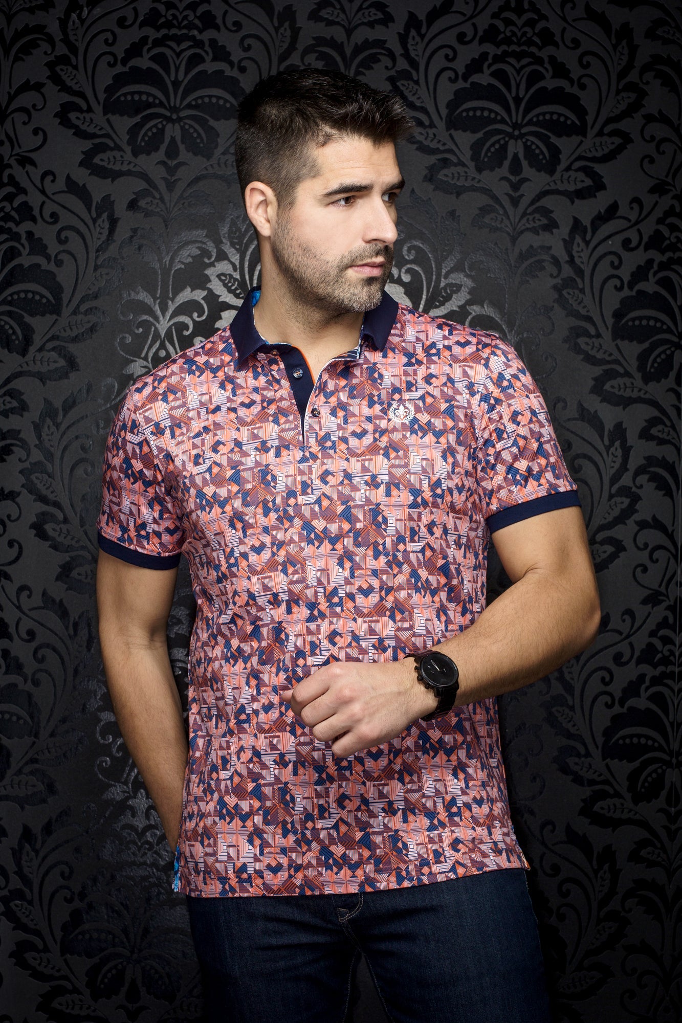 Polo pour homme par Au Noir | CRIVELLI Blanc Orange | Boutique Vvög, inventaire complet de la marque Au Noir