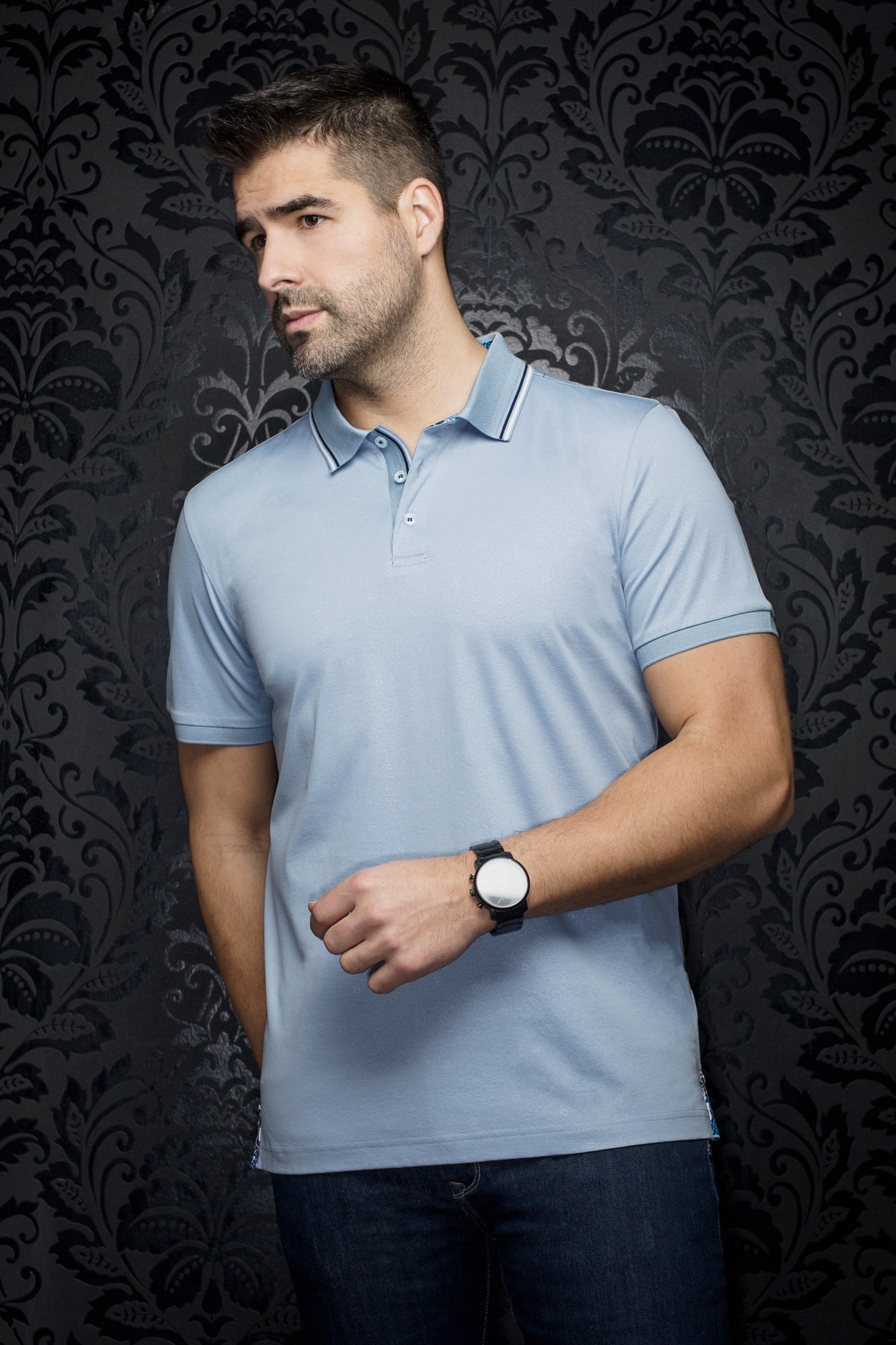 Polo pour homme par Au Noir | DELLARIO Bleu Clair | Boutique Vvög, inventaire complet de la marque Au Noir
