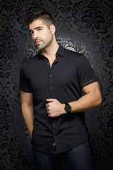 Chemise manches courtes en Knit pour homme par Au Noir | DIVENERE(SS) Noir | Boutique Vvög, inventaire complet de la marque Au Noir