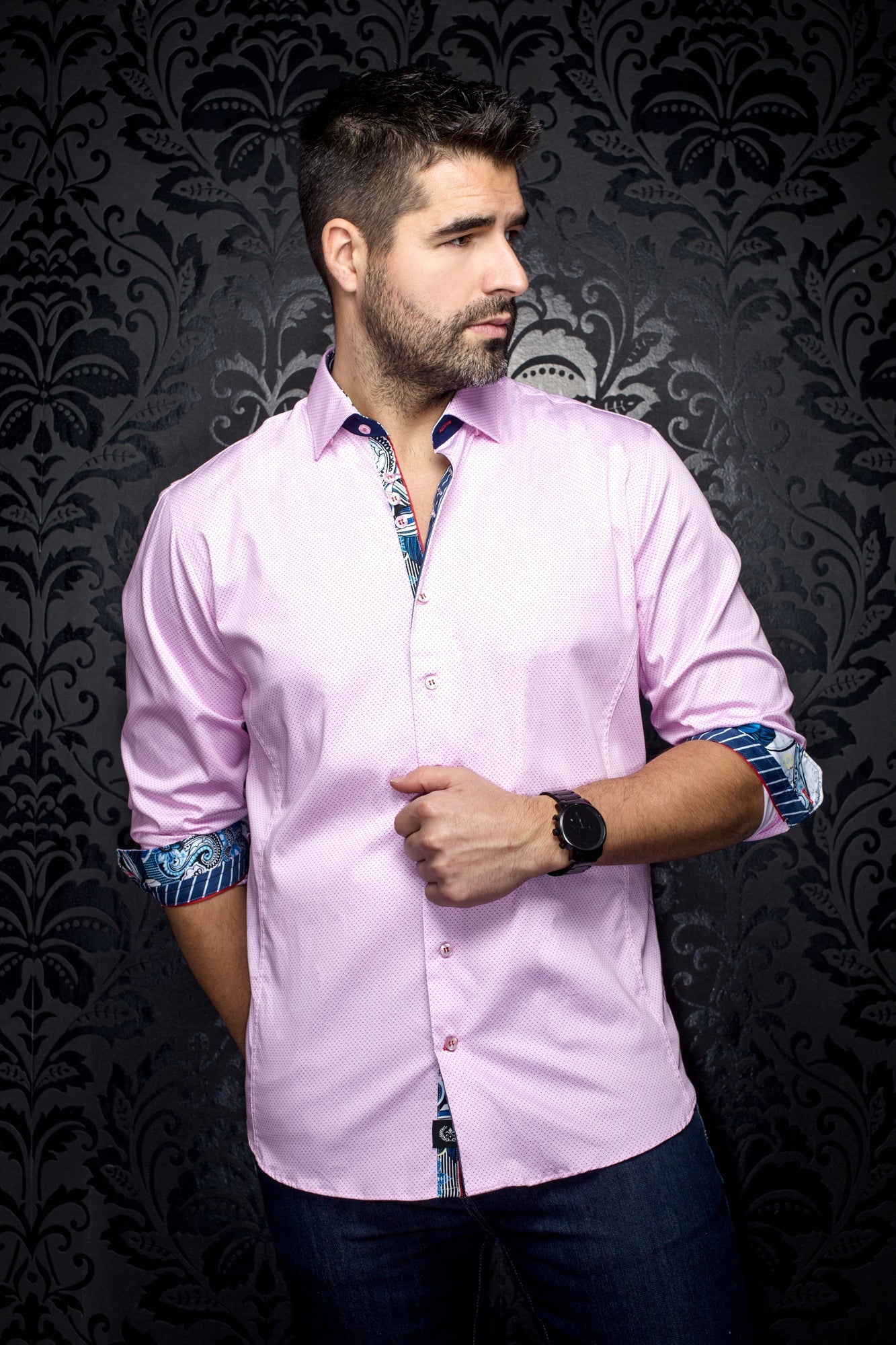 Chemise manches longues pour homme par Au Noir | DOLTO Rose Fuchsia | Boutique Vvög, inventaire complet de la marque Au Noir