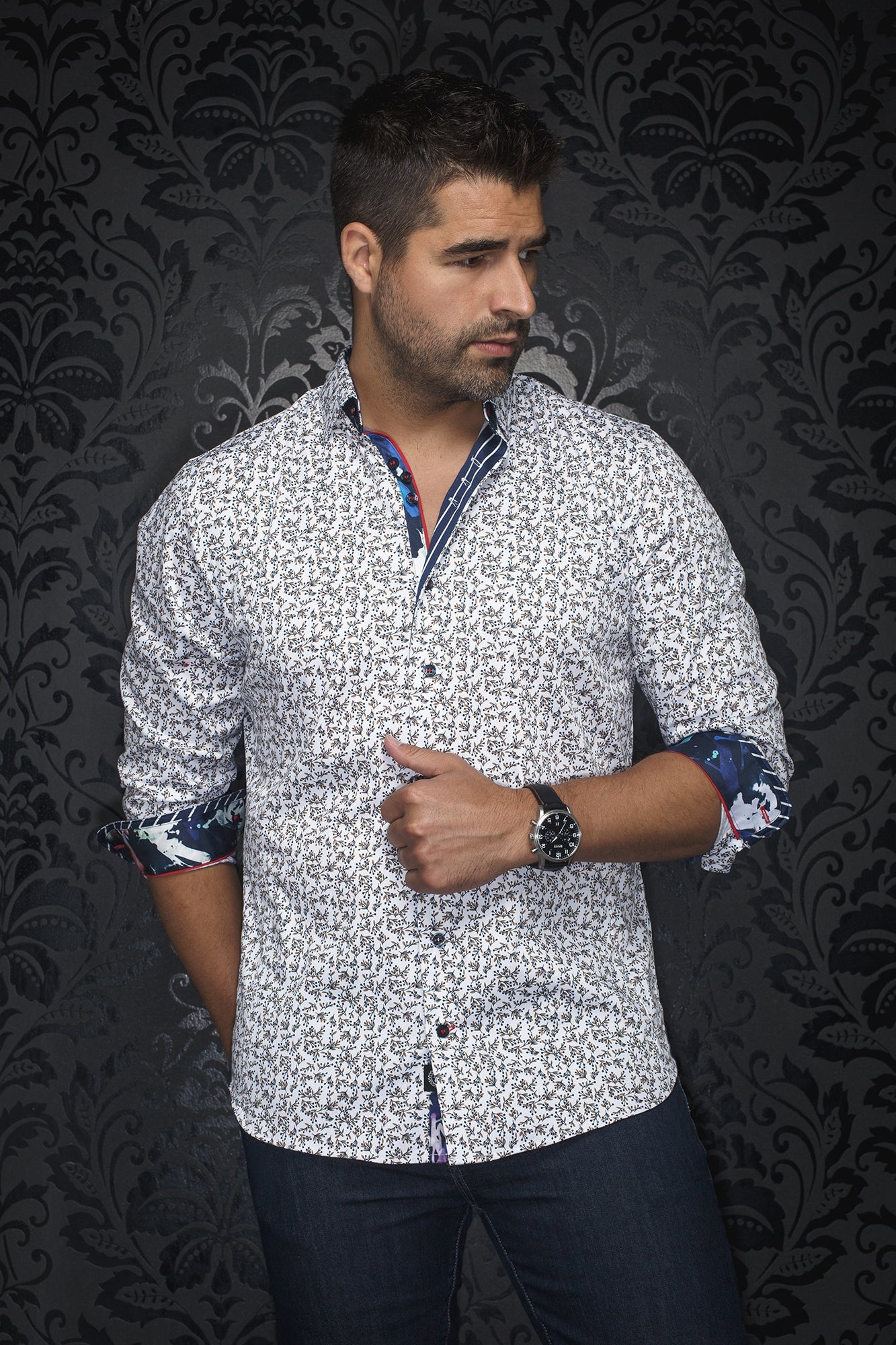 Chemise manches longues pour homme par Au Noir | DULUTH Blanc Tabac | Boutique Vvög, inventaire complet de la marque Au Noir