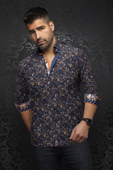 Chemise manches longues en Knit pour homme par Au Noir | ELIADE Marine Tabac | Boutique Vvög, inventaire complet de la marque Au Noir