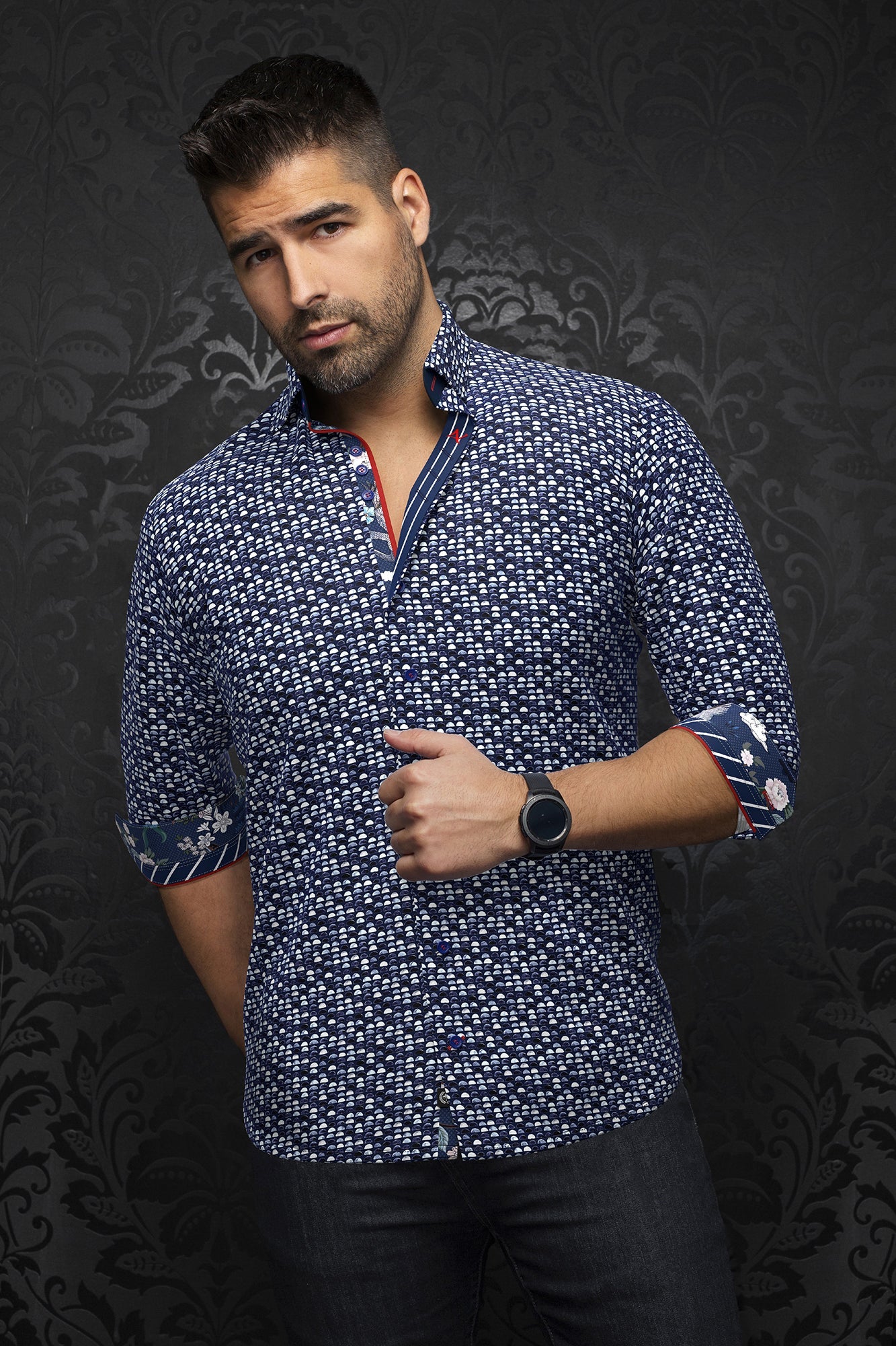 Chemise manches longues pour homme par Au Noir | ESCALA Marine Blanc | Boutique Vvög, inventaire complet de la marque Au Noir