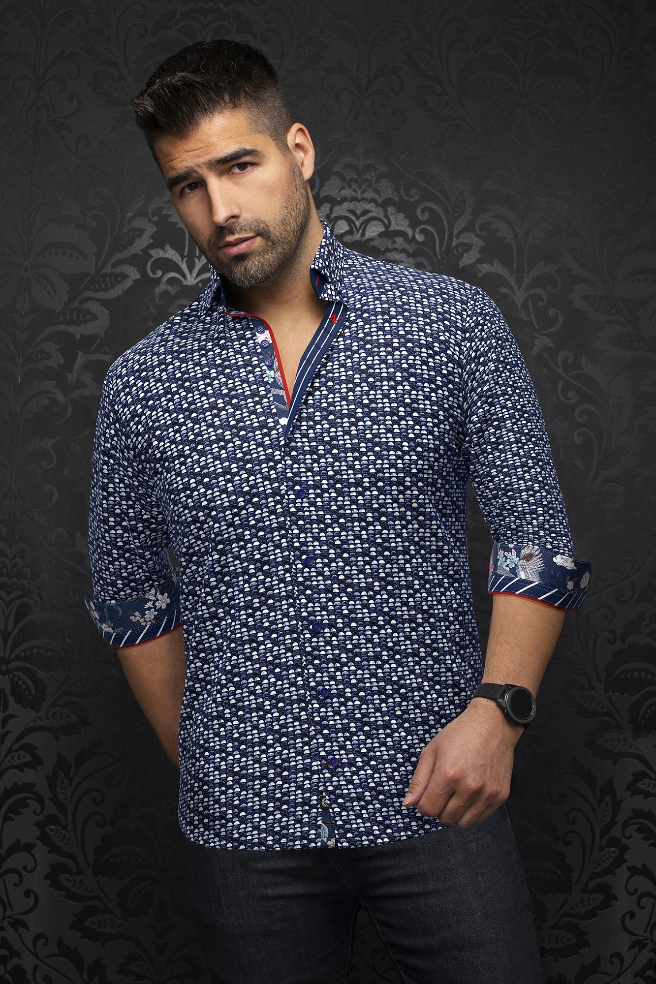 Chemise manches longues pour homme par Au Noir | ESCALA Marine Blanc | Boutique Vvög, inventaire complet de la marque Au Noir