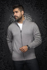 Veste en laine mérino pour homme par Au Noir | ESTEBAN_FZ Gris Moyen | Boutique Vvög, inventaire complet de la marque Au Noir