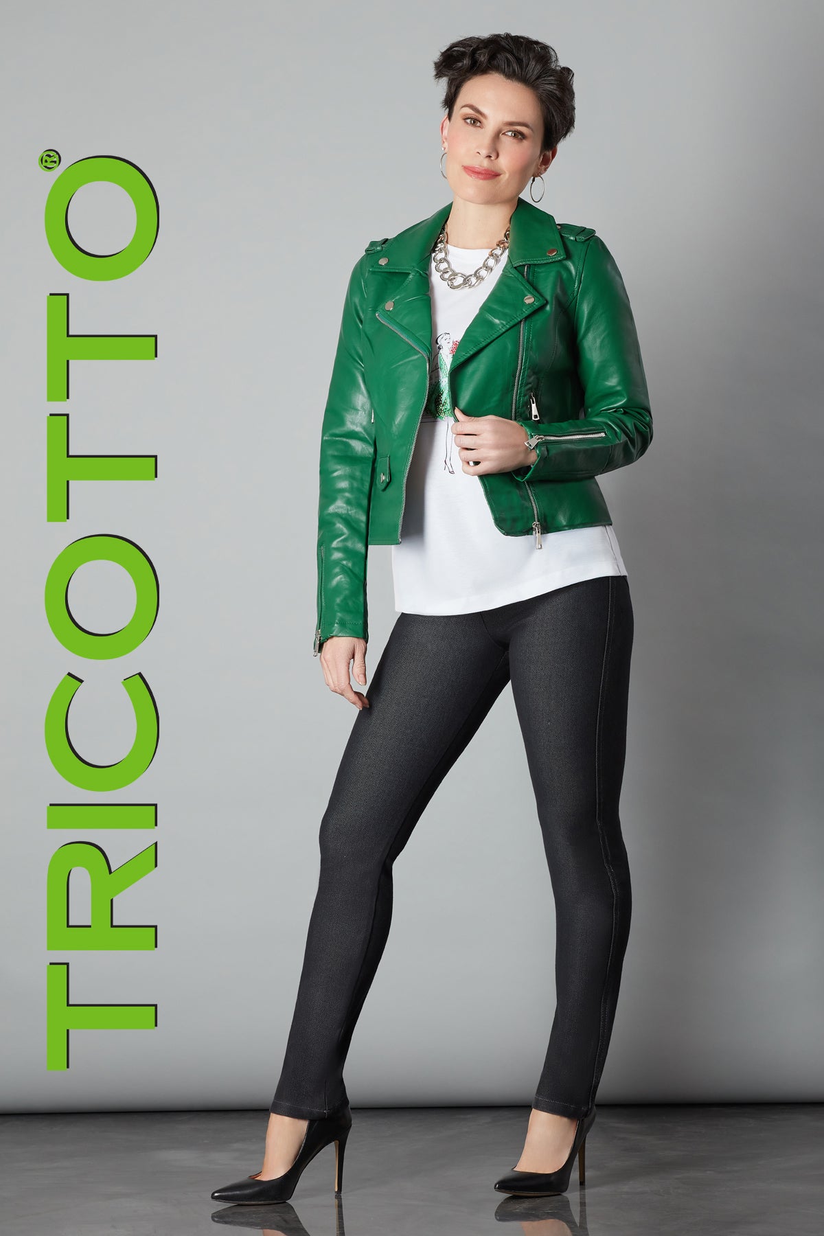Jacket/Veste pour femme par Tricotto | F 731 GREEN | Boutique Vvög, vêtements mode pour homme et femme