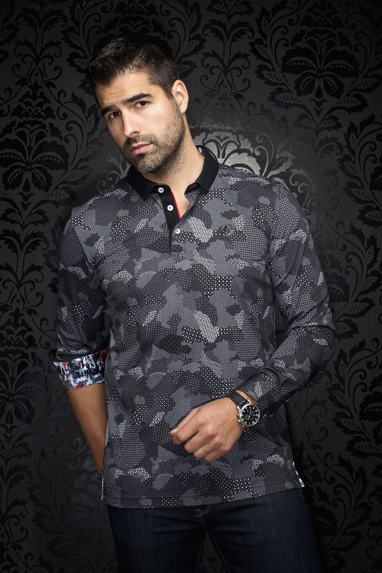 Polo manches longues pour homme par Au Noir | FRONTENAC Noir | Boutique Vvög, inventaire complet de la marque Au Noir