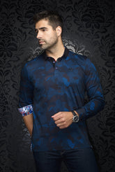 Polo manches longues pour homme par Au Noir | FRONTENAC Noir Indigo | Boutique Vvög, inventaire complet de la marque Au Noir