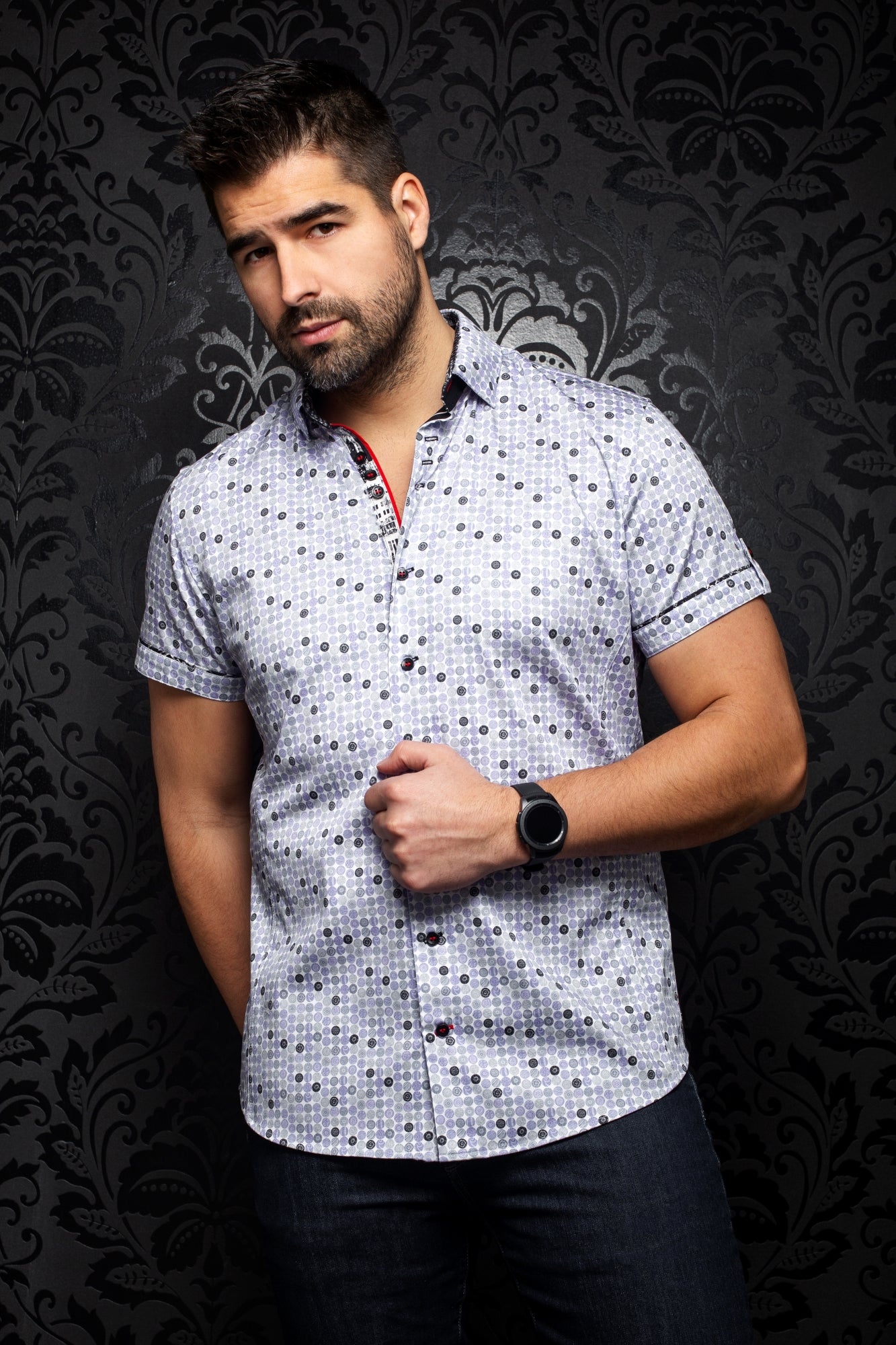 Chemise manches courtes pour homme par Au Noir | GAMBIER (SS) lavender | Boutique Vvög, vêtements mode pour hommes