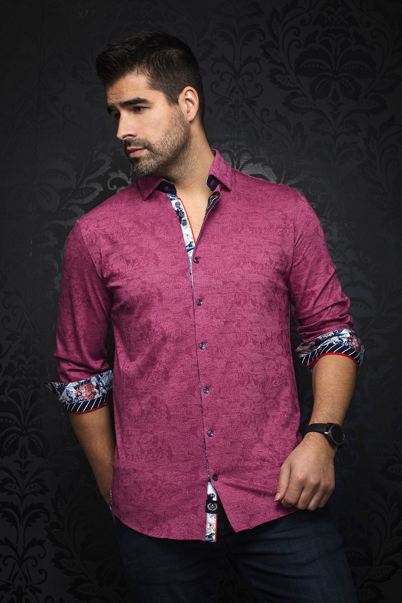 Chemise manches longues en Knit pour homme par Au Noir | HUXLEY FUCHSIA | Boutique Vvög, inventaire complet de la marque Au Noir