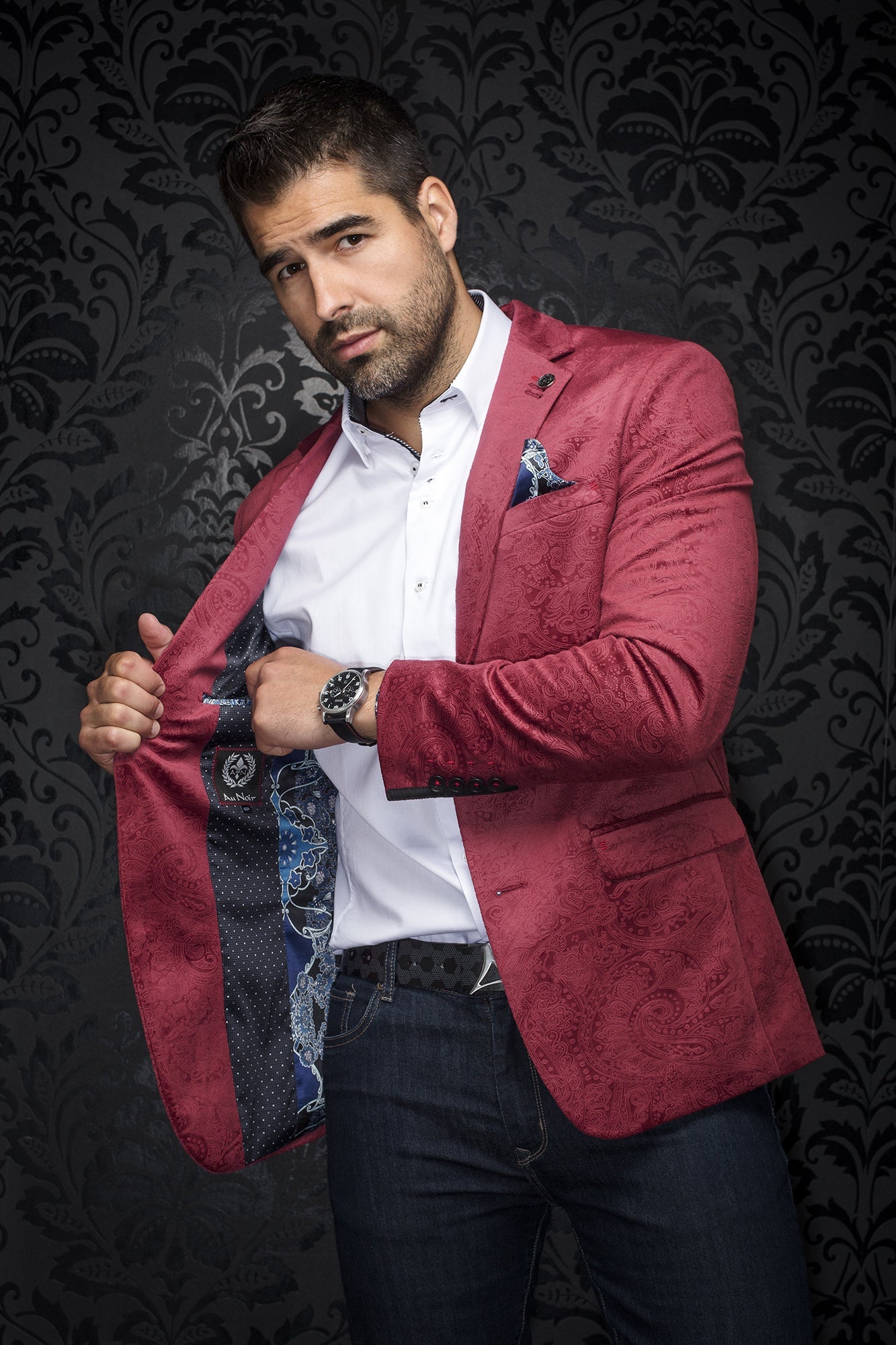 Veston pour homme par Au Noir | JACKMAN Canneberge | Boutique Vvög, inventaire complet de la marque Au Noir