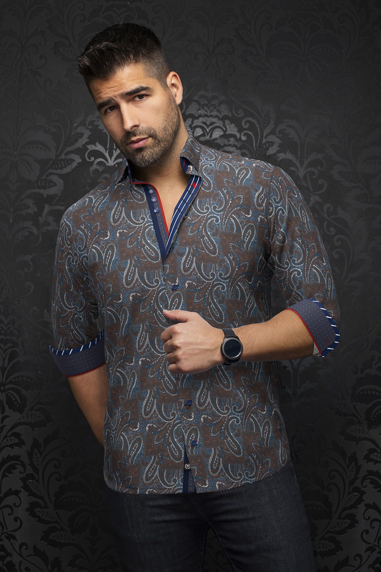 Chemise manches longues pour homme par Au Noir | JOLIOT Marine Tabac | Boutique Vvög, inventaire complet de la marque Au Noir