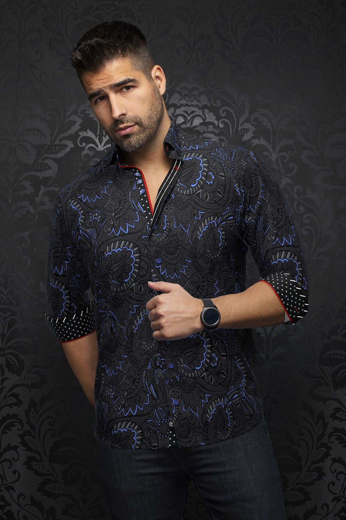 Chemise manches longues en Knit pour homme par Au Noir | KAHLO Noir Bleu | Boutique Vvög, inventaire complet de la marque Au Noir