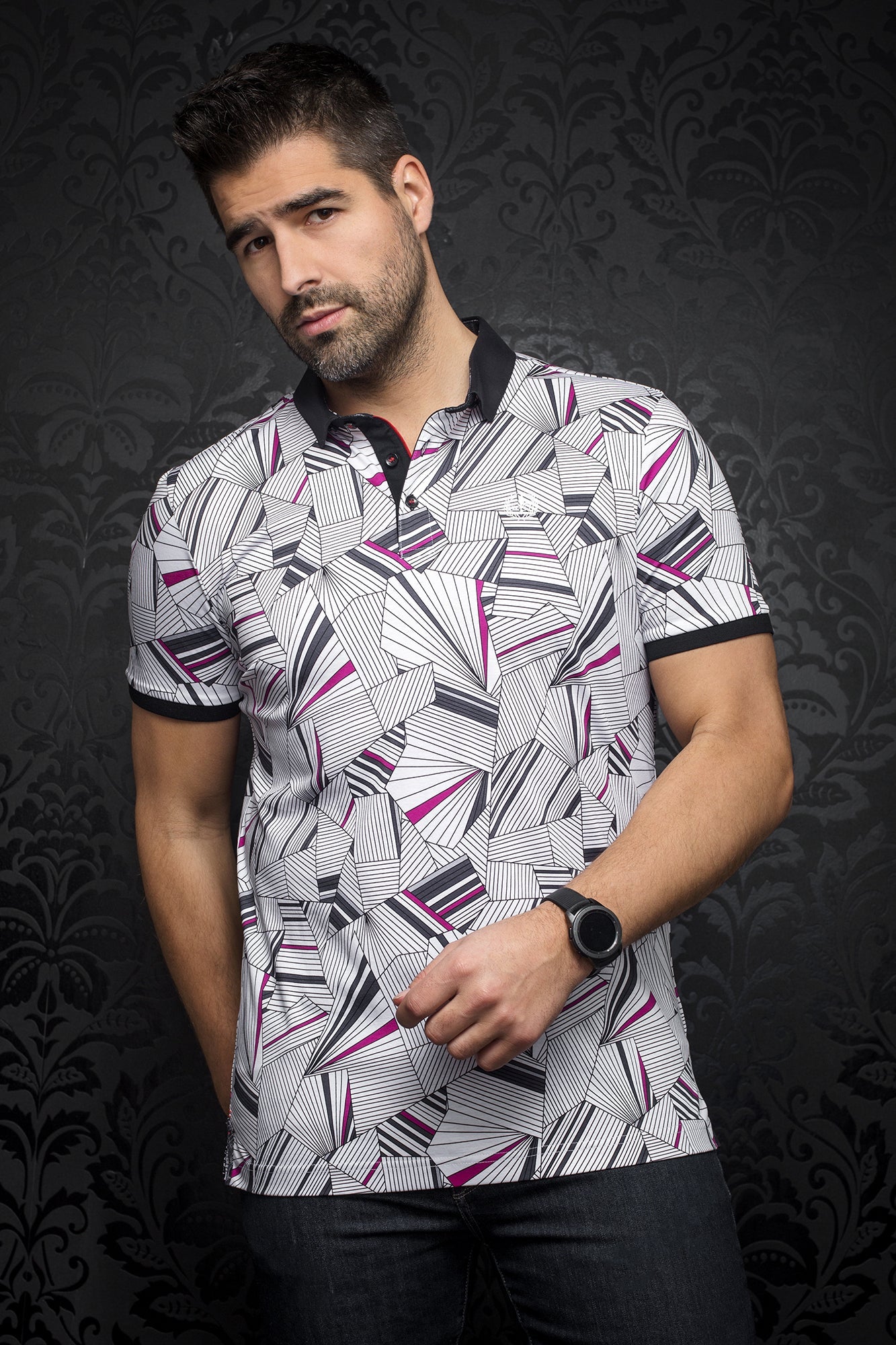 Polo pour homme par Au Noir | KIPLING WhITE FUSHIA | Boutique Vvög, inventaire complet de la marque Au Noir