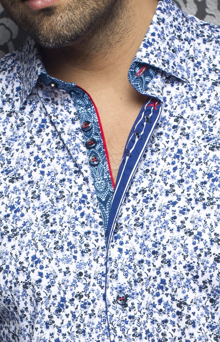 Chemise manches longues en Knit Au Noir - LOUIS white blue - Machemise.ca , Inventaire complet de la marque Au Noir