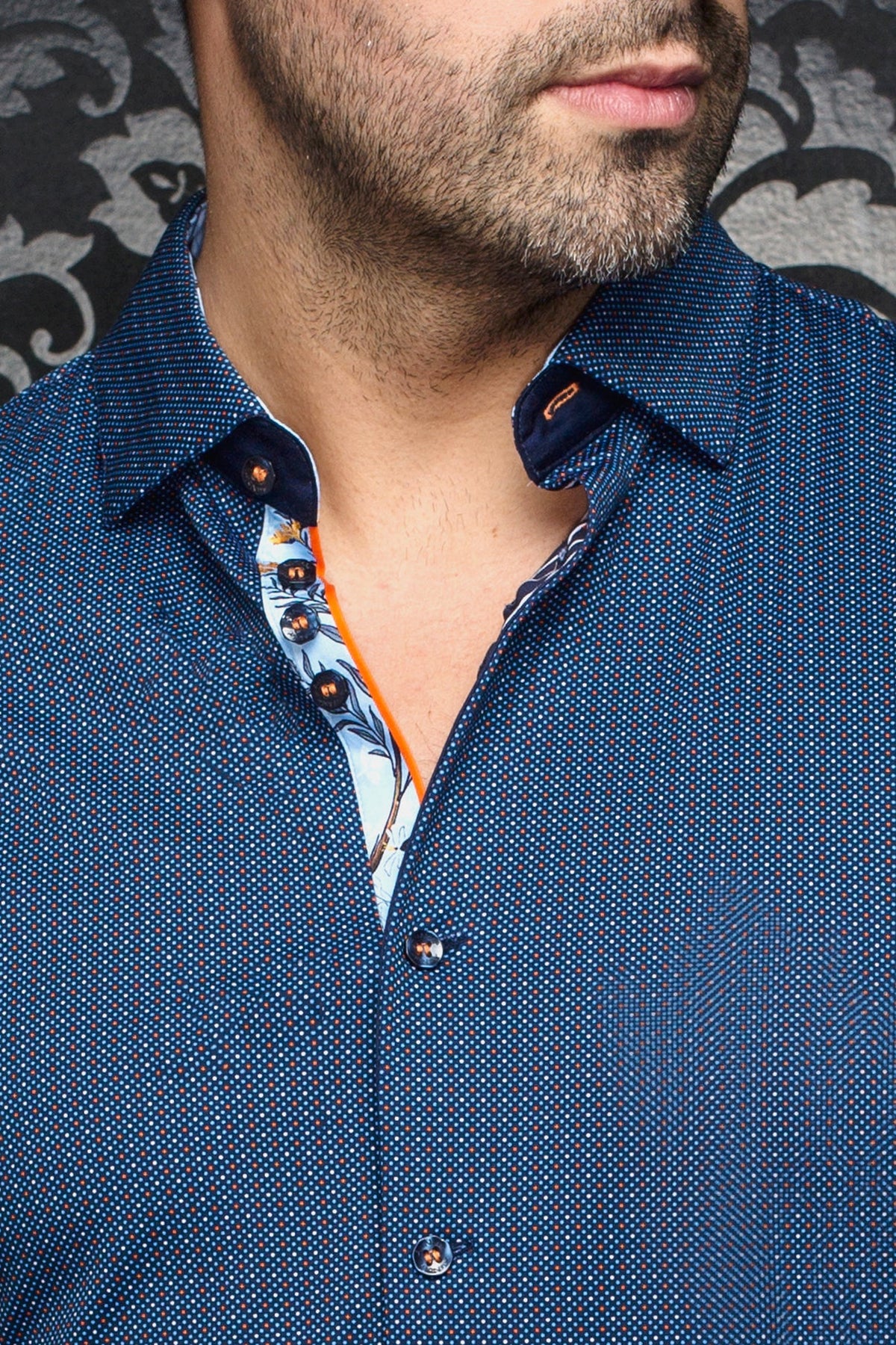 Chemise manches courtes en Knit pour homme par Au Noir | MARSDEN(SS) Marine Orange | Boutique Vvög, inventaire complet de la marque Au Noir
