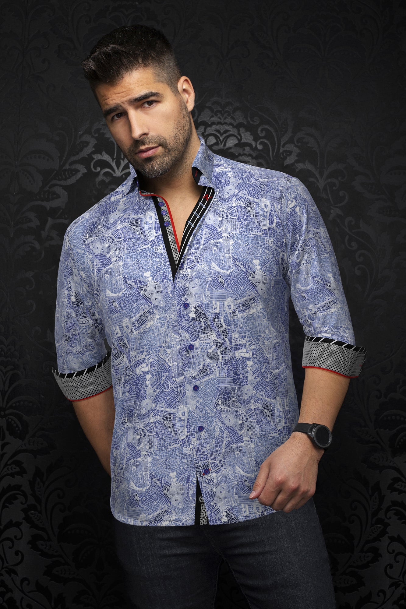 Chemise manches longues pour homme par Au Noir | MIRABEAU Bleu Clair | Boutique Vvög, inventaire complet de la marque Au Noir