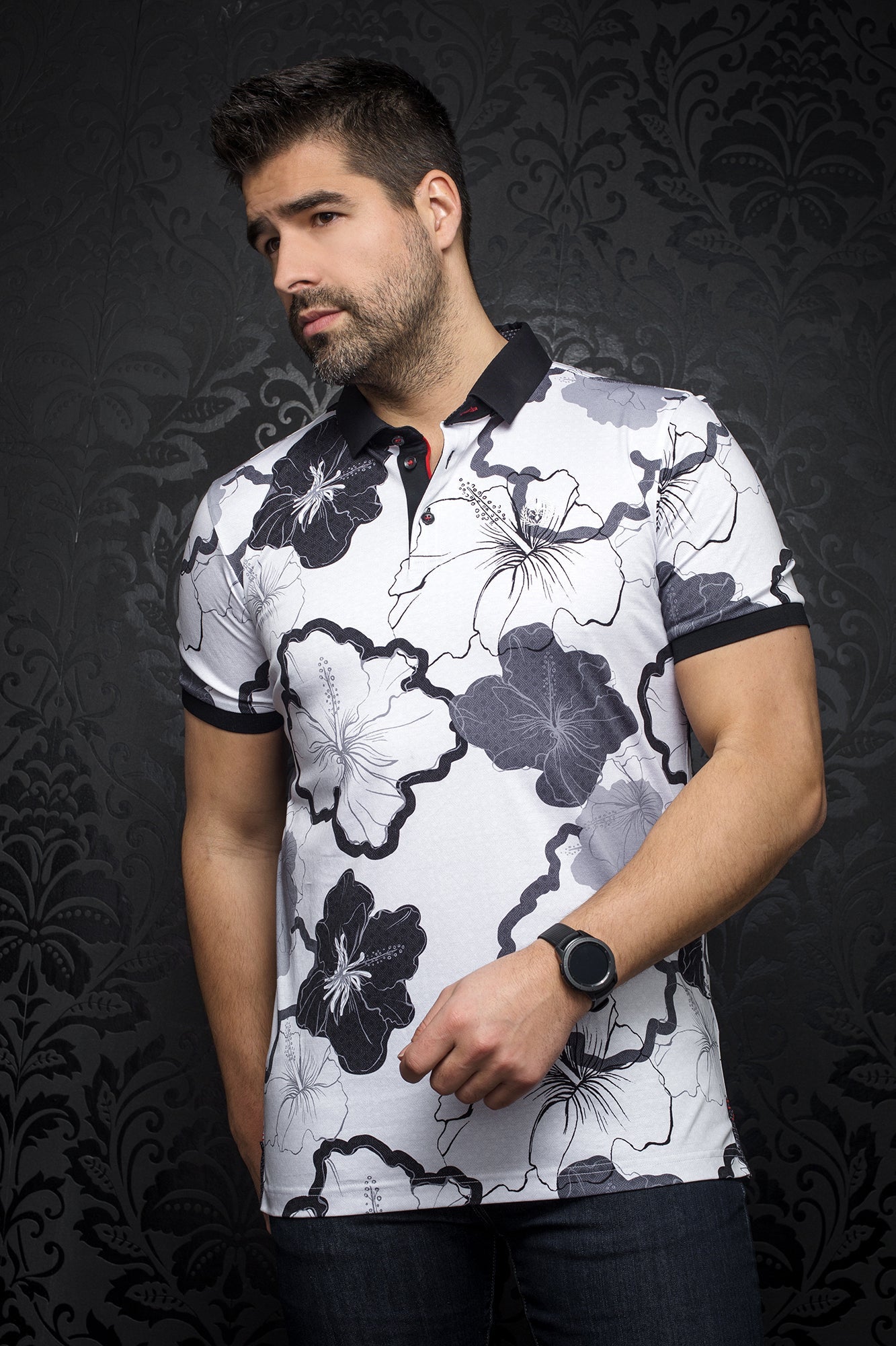 Polo pour homme par Au Noir | MOLOKAI white black | Boutique Vvög, inventaire complet de la marque Au Noir