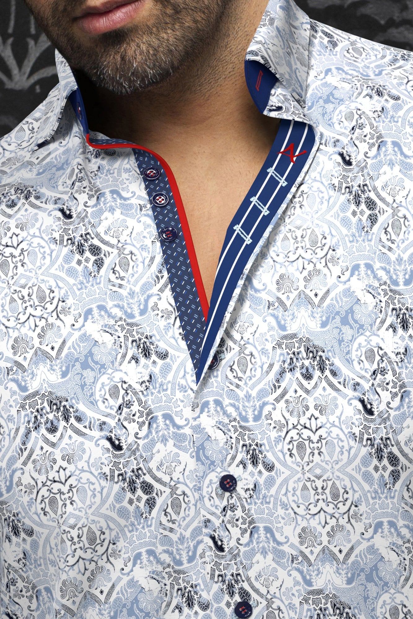 Chemise manches longues pour homme par Au Noir | MURATO Bleu Moyen | Boutique Vvög, inventaire complet de la marque Au Noir