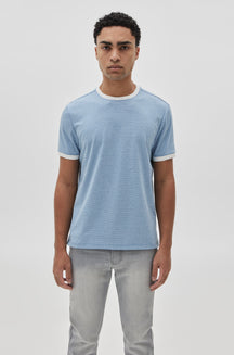T-Shirt à rayure pour homme par Robert Barakett | RB31103/Reznik Bleu/Blue| Boutique Vvög, vêtements mode pour homme et femme