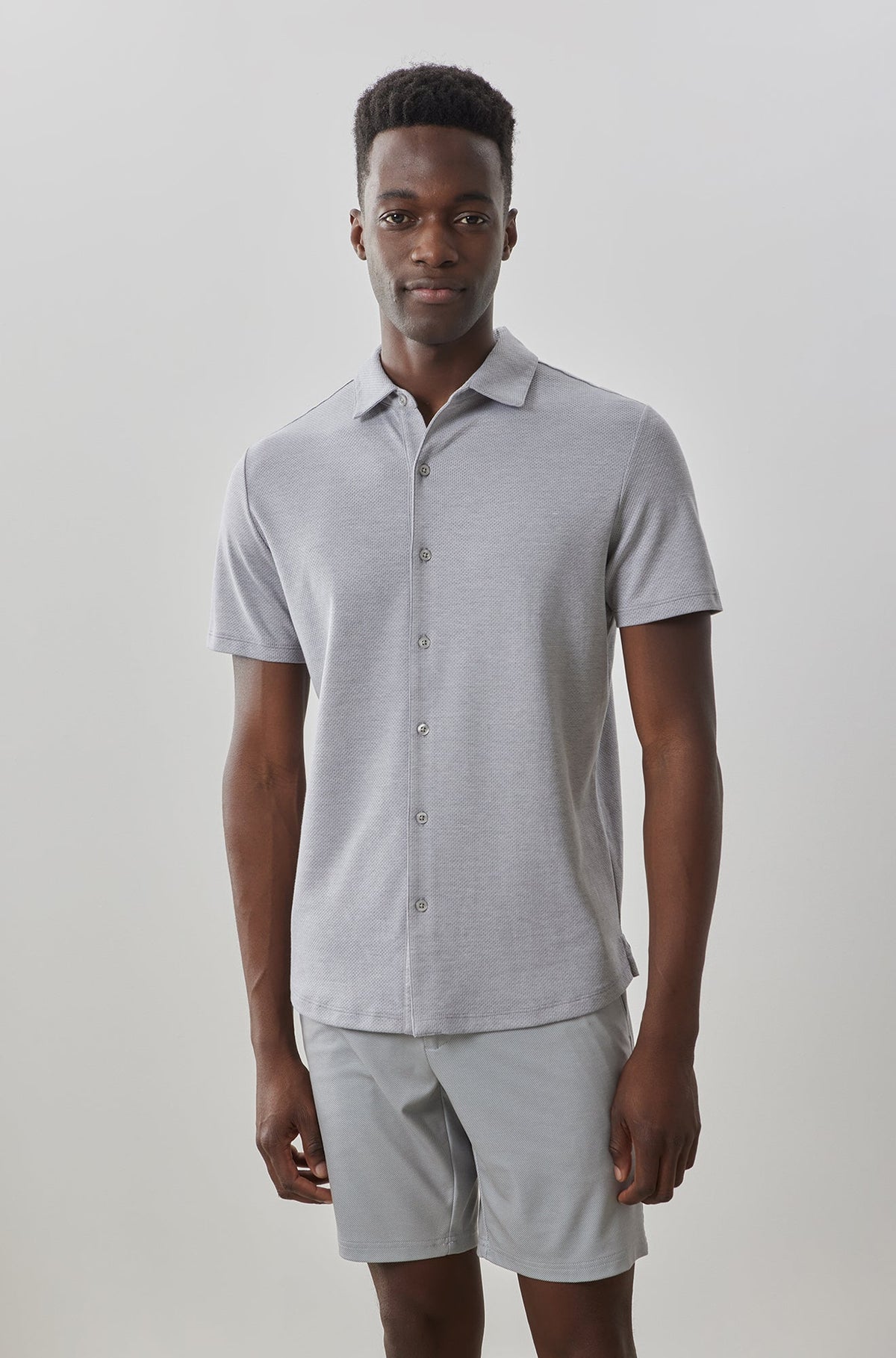 Chemise manches courtes en Knit pour homme par Robert Barakett | Robbins RB41122 GREY | Boutique Vvög, vêtements mode pour homme et femme