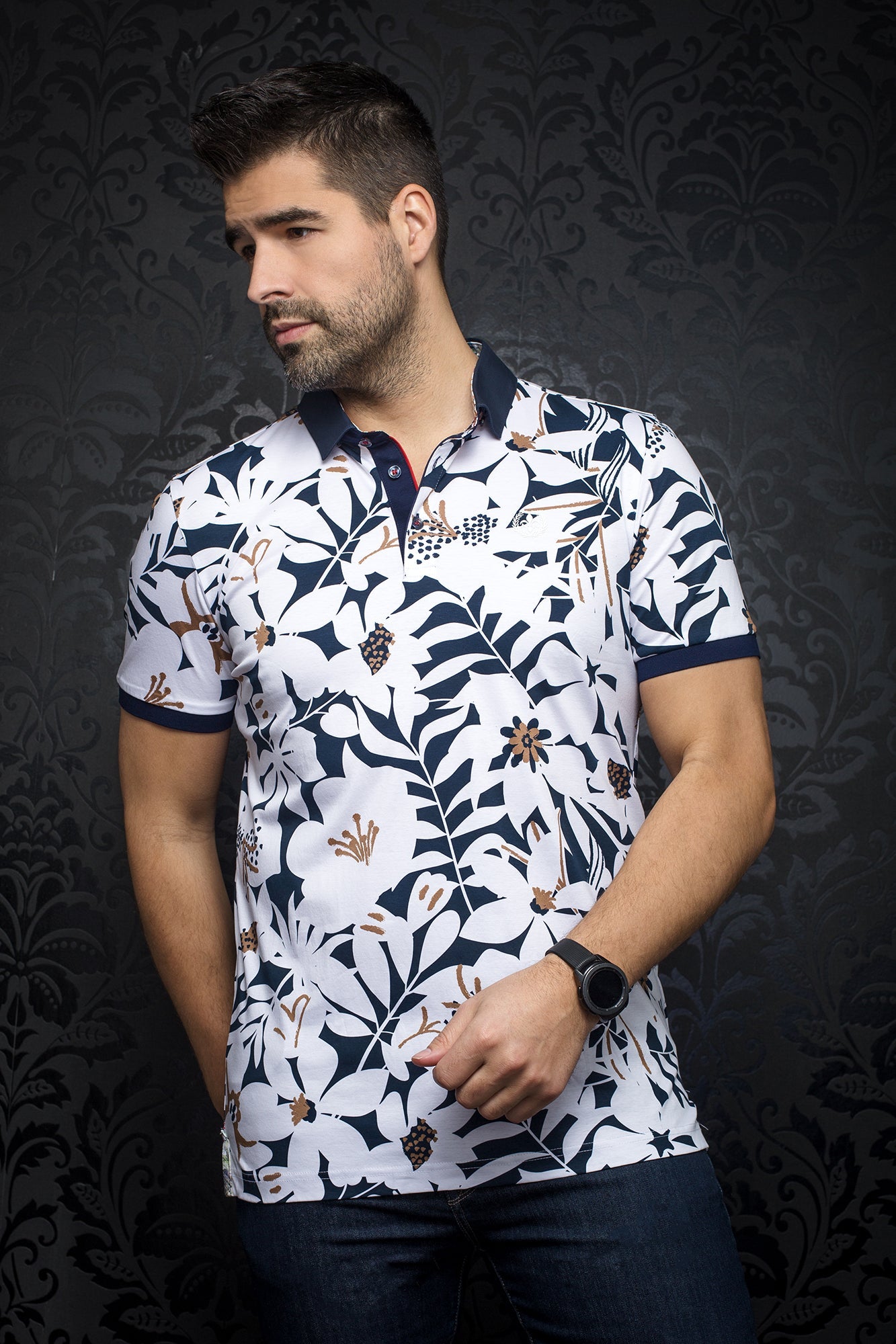 Polo pour homme par Au Noir | ROMA WHITE NAVY | Boutique Vvög, inventaire complet de la marque Au Noir